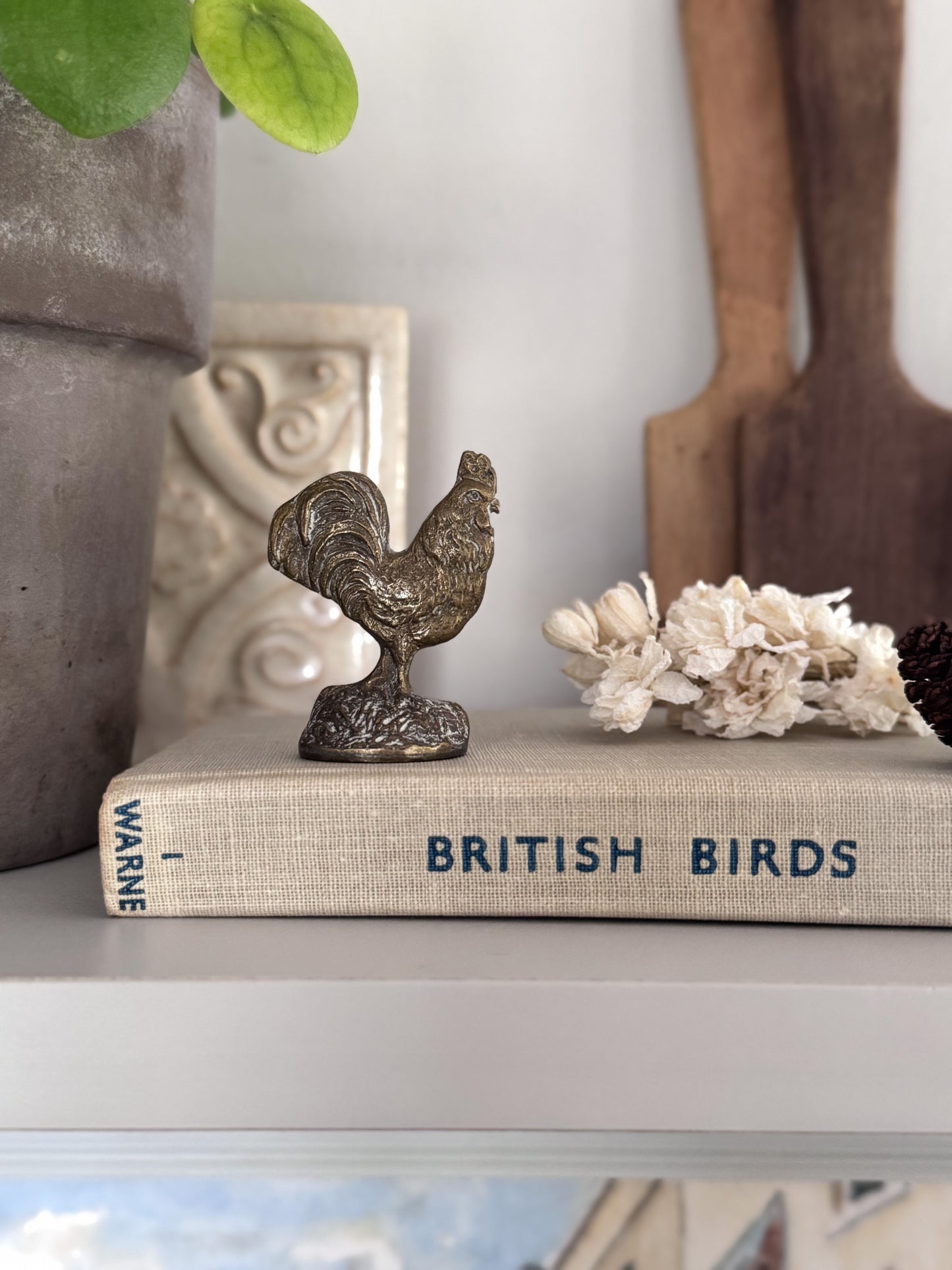Vintage Solid Brass Miniature Cockerel, Brass Games Counter