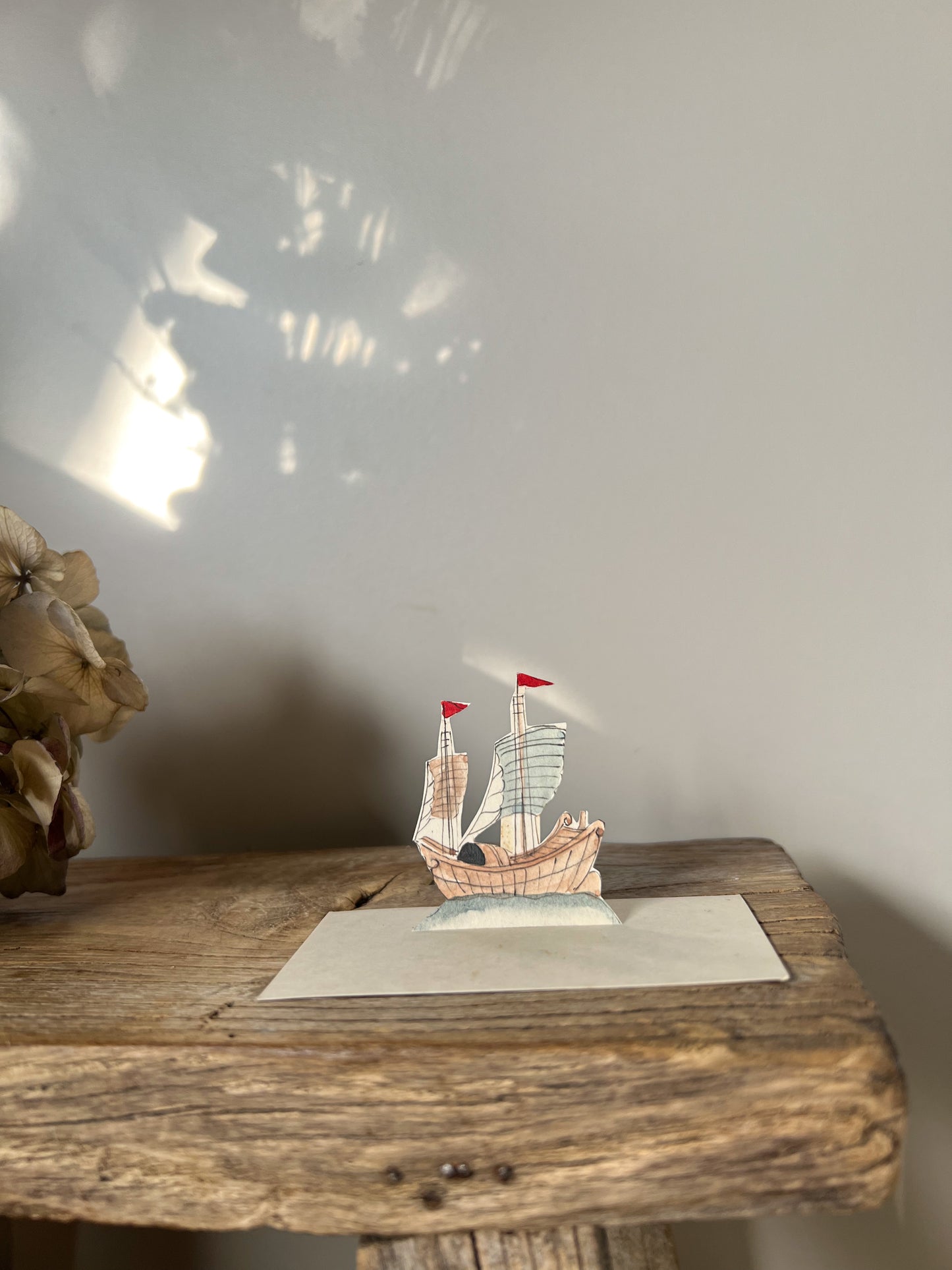 Vintage 1940s Hand-Painted Watercolour Miniature Paper Ships