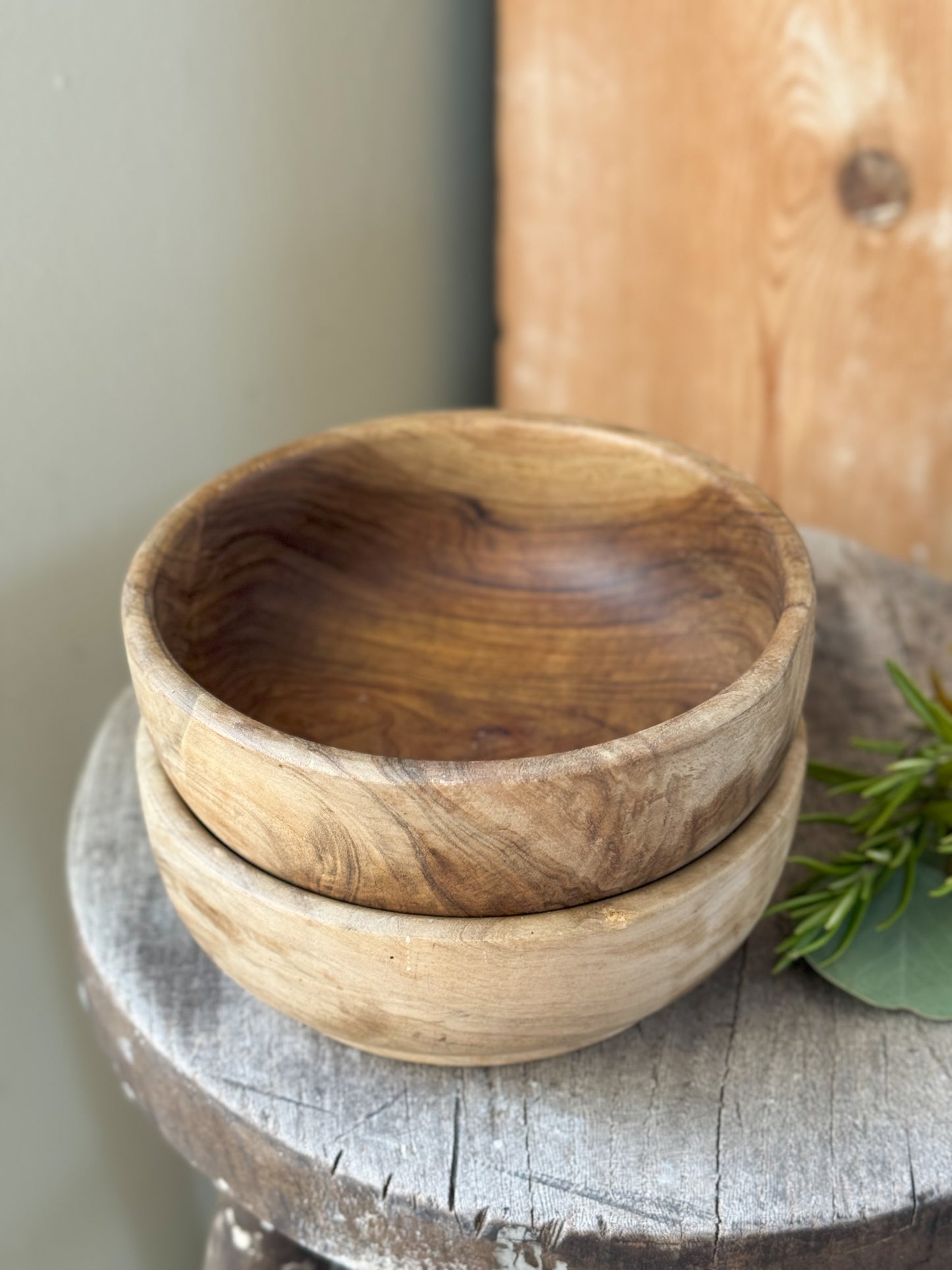 Pair of Hand-Turned Wooden Bowls