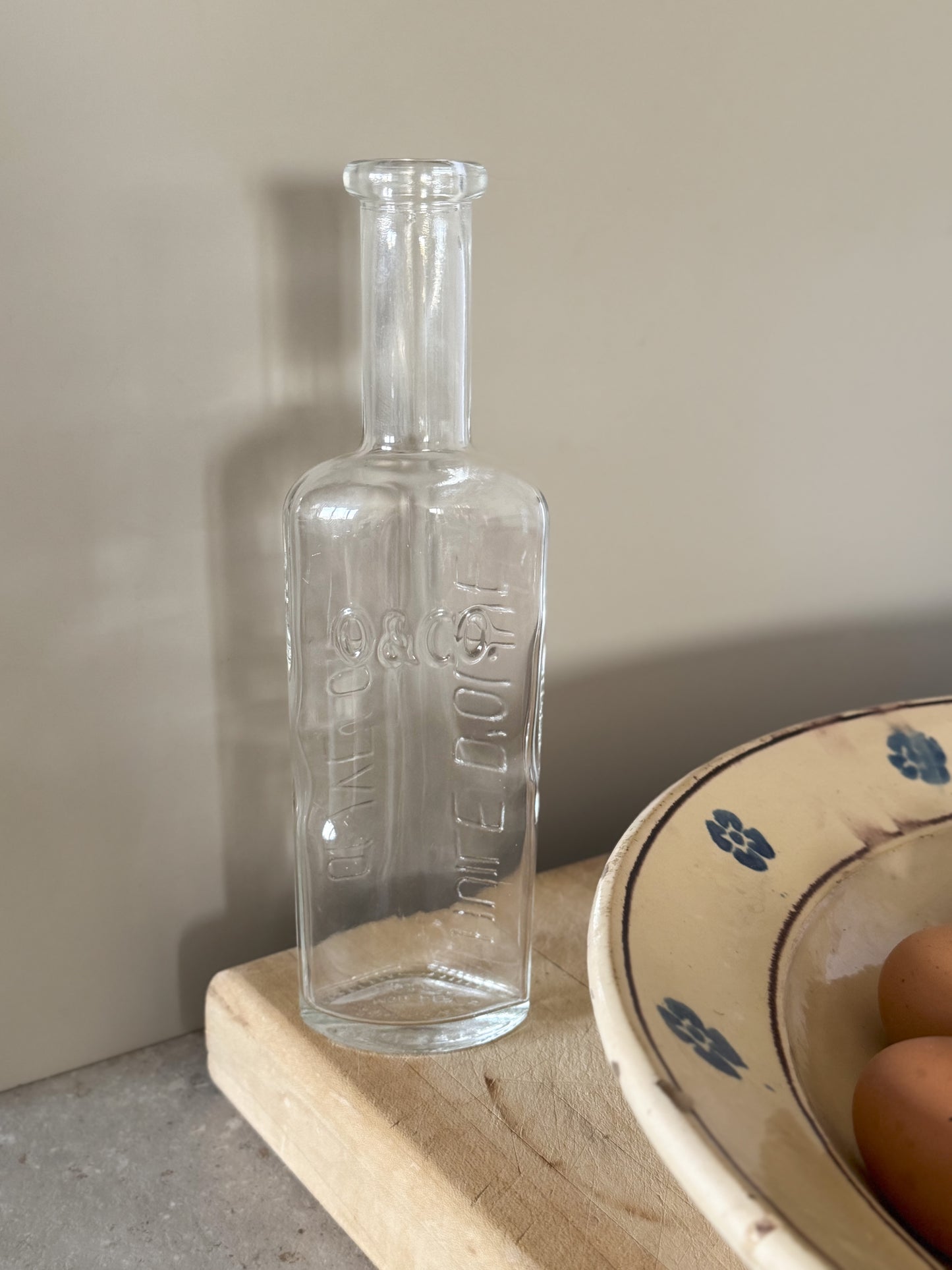 Vintage Olivers & Co French Glass Olive Oil Bottle