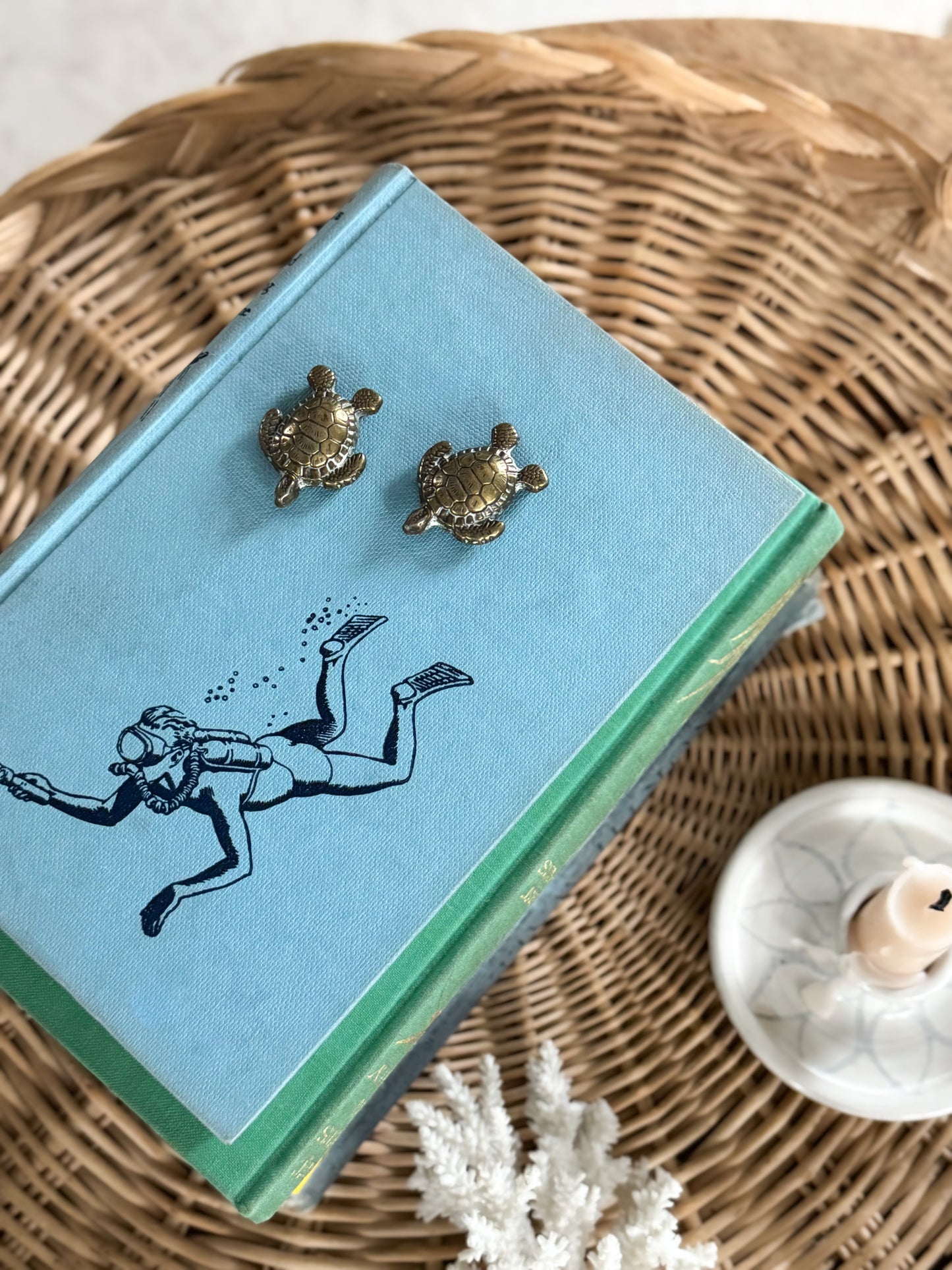 Vintage Pair of Miniature Solid Brass Turtles