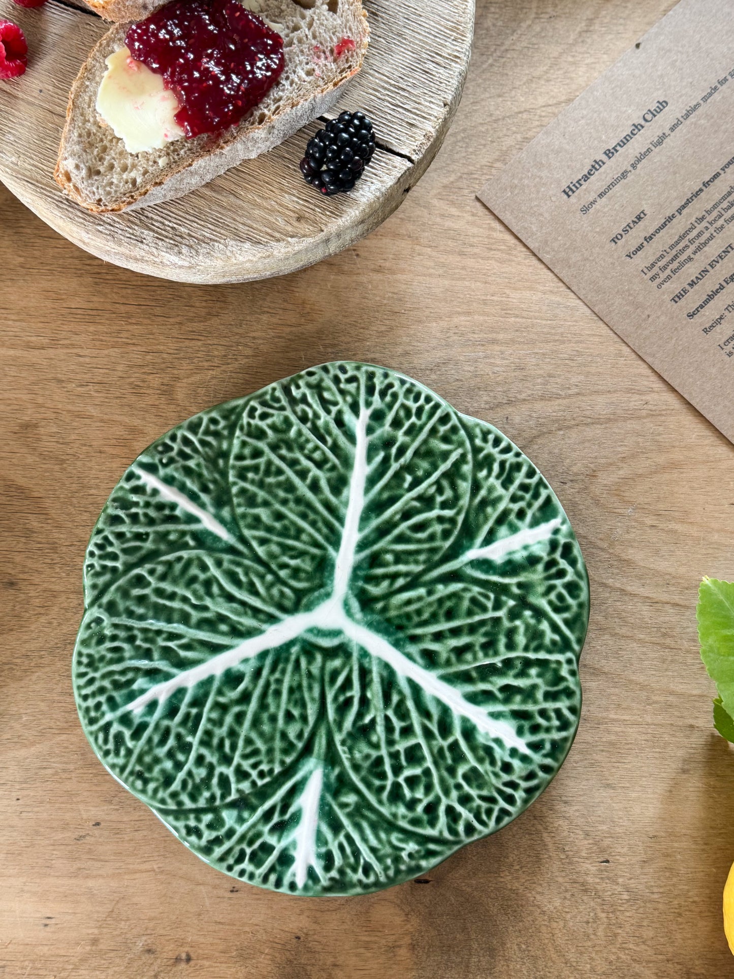 Vintage Portuguese Majolica Cabbage Leaf Plate