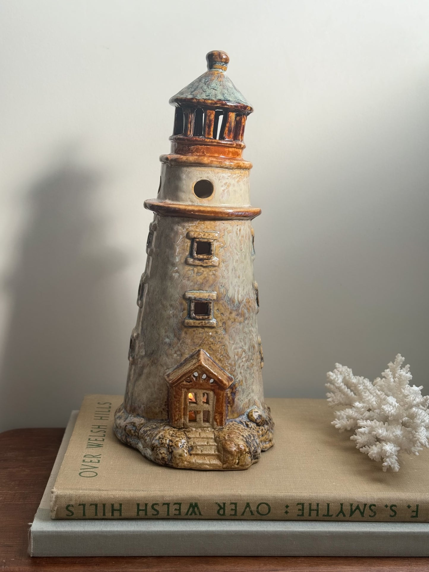 Vintage Studio Pottery Lighthouse Sculpture • Tealight Holder
