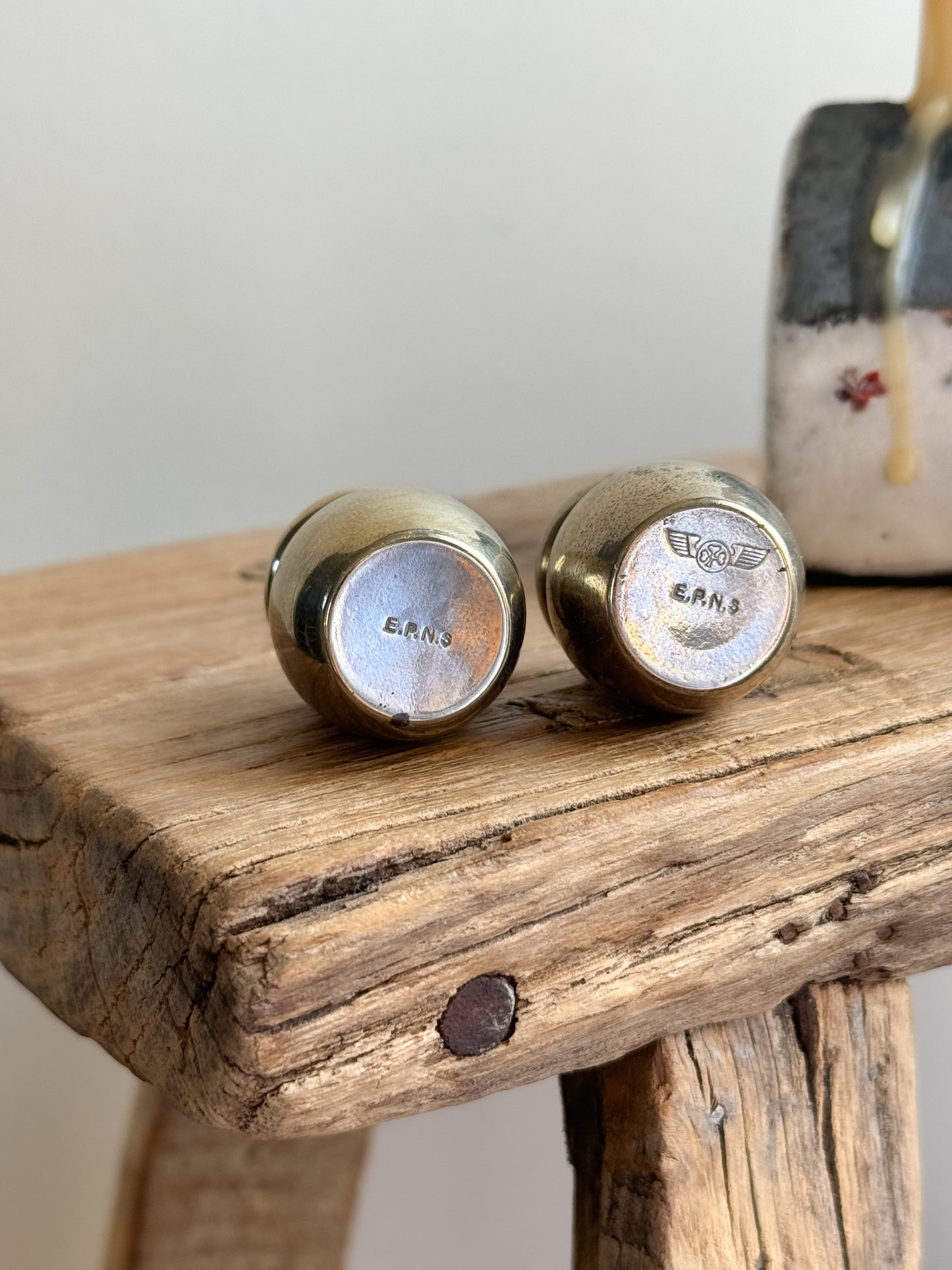 Miniature Silver Plated Acorn Shaped Salt & Pepper Shakers in Silver Plated Box