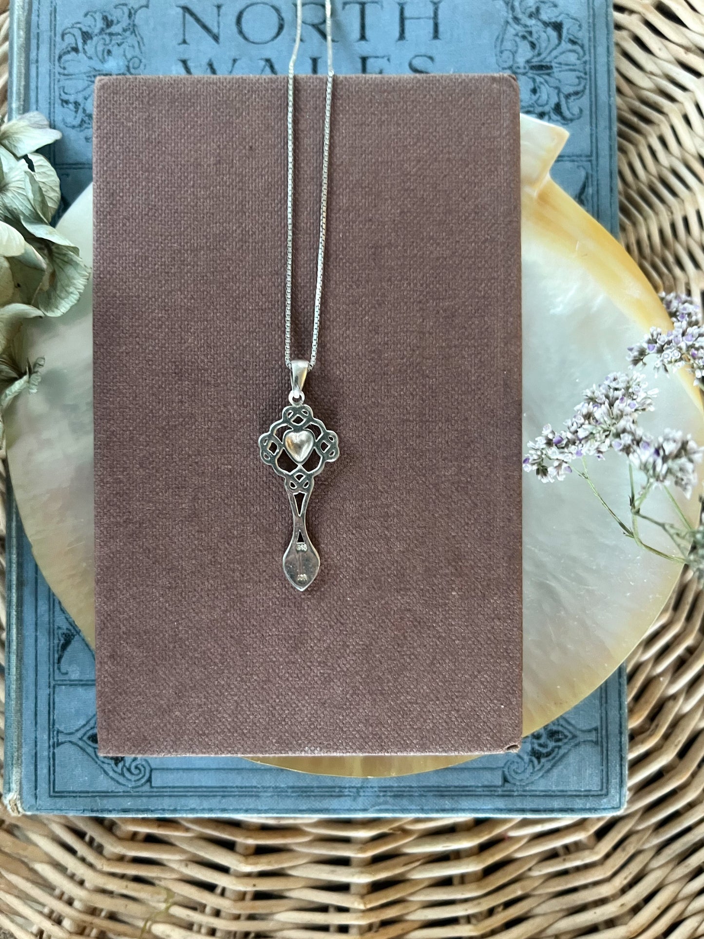 Vintage Solid Silver 925 Welsh Love Spoon Necklace