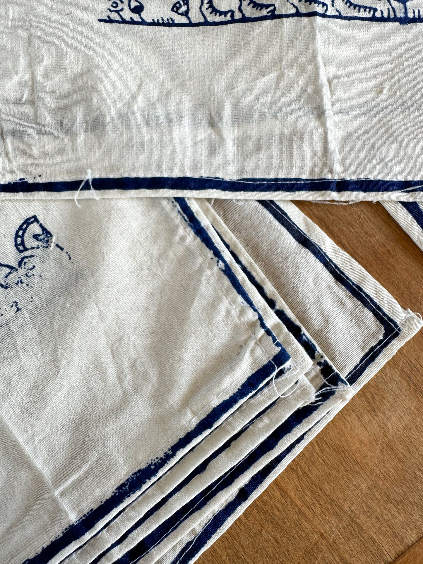 Vintage Block Printed Napkins, Handmade in India (Set of 12)