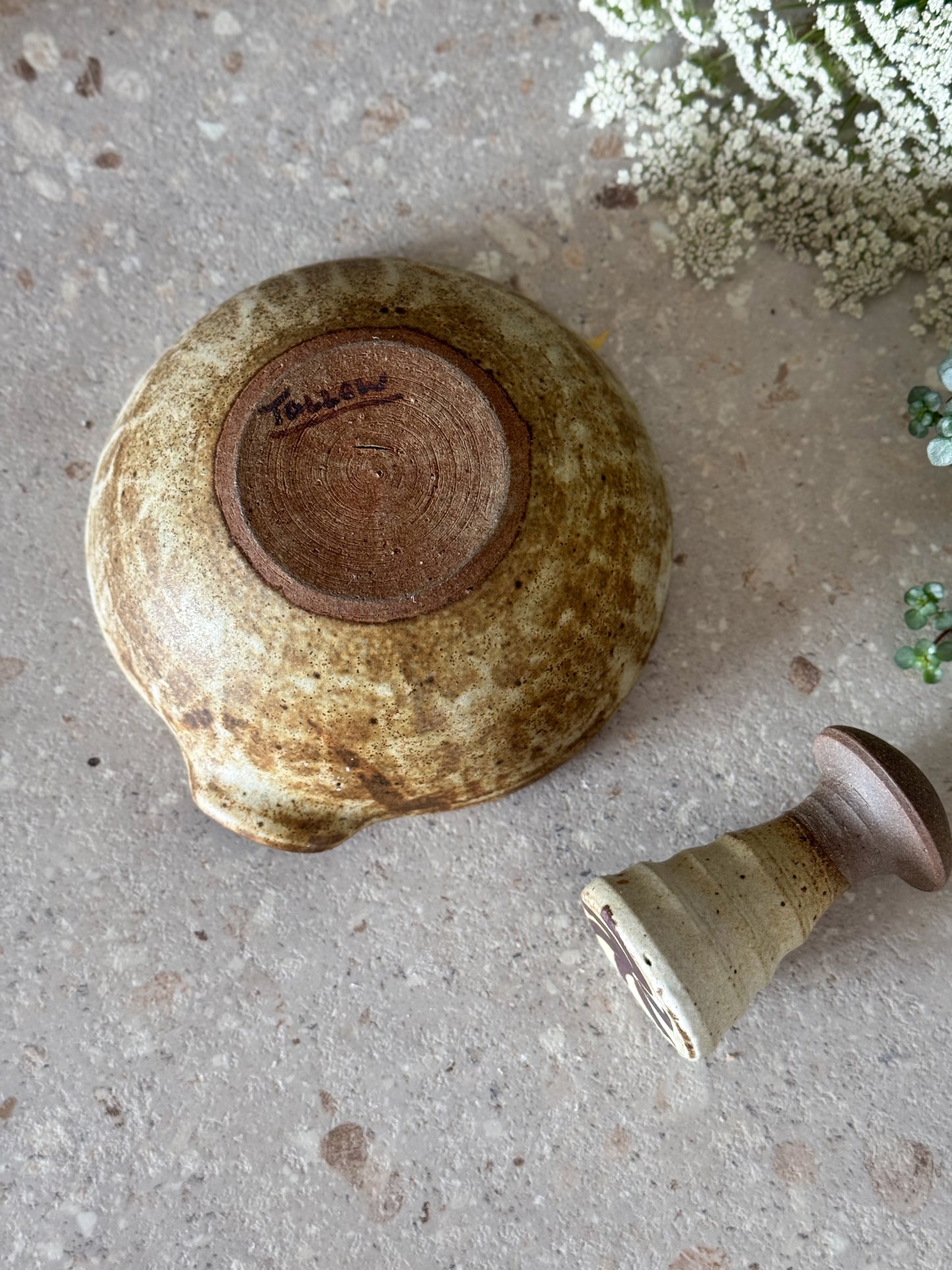 Rare Studio Pottery Pestle & Mortar by Vera Tollow