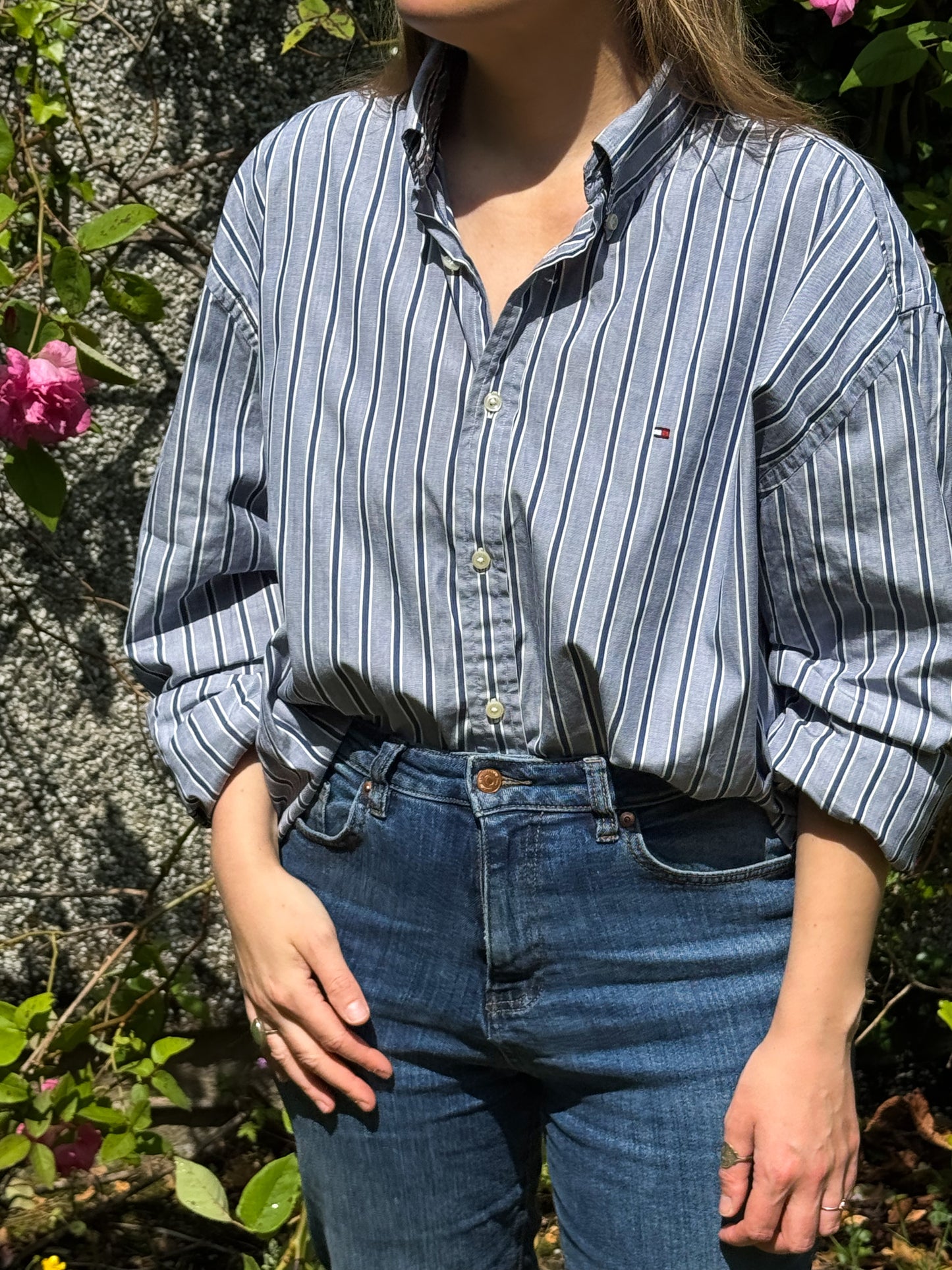 Tommy Hilfiger Nautical Stripe Shirt – Early 2000s, Size XXL (100% Cotton)