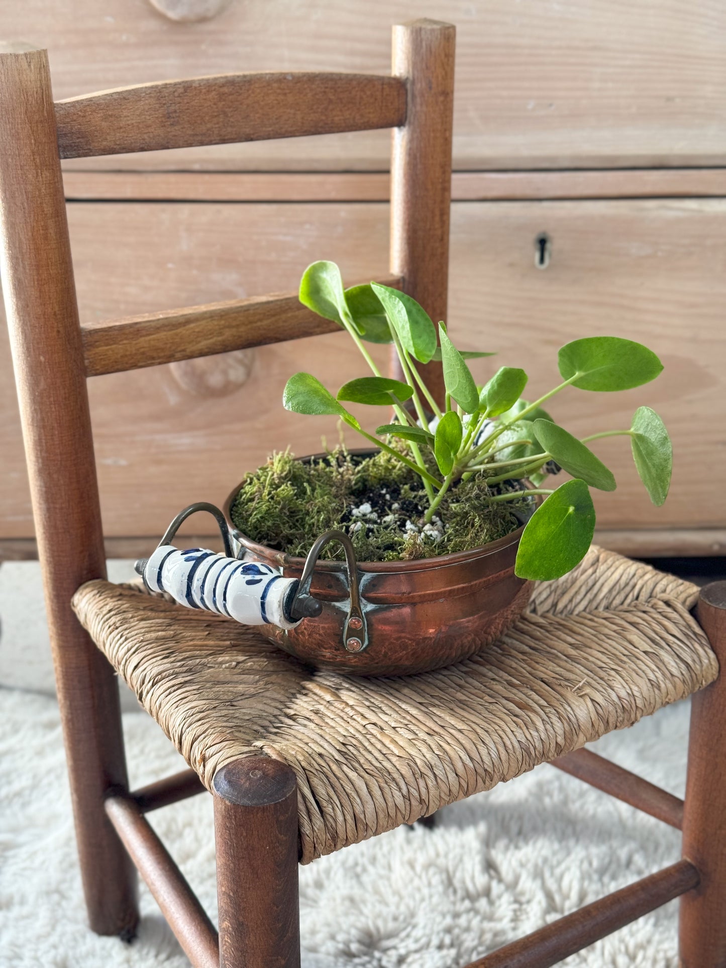 Vintage Wooden Child’s Chair with Rush Seat