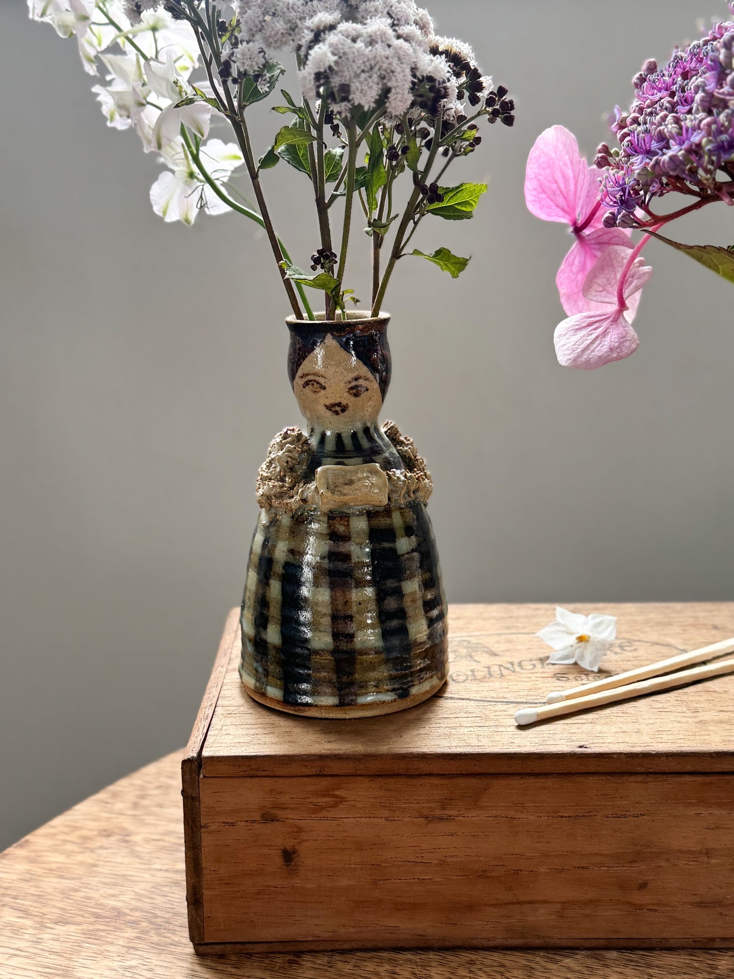 Vintage Studio Pottery ‘Little Lady’ Candle Holder / Bud Vase