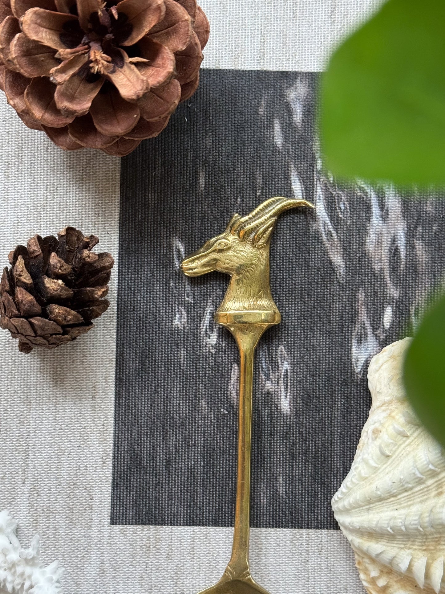 Vintage Solid Brass Antelope Spoon