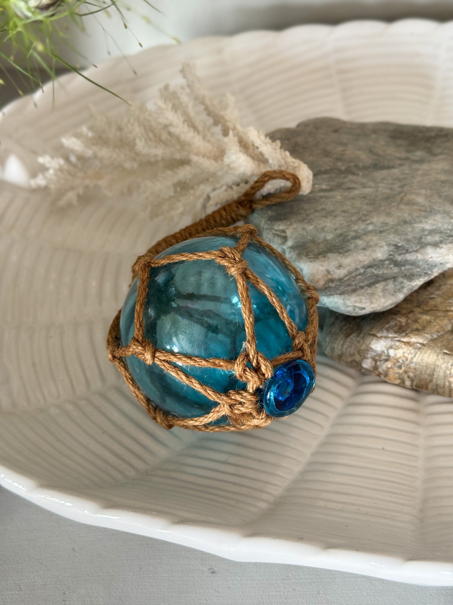 Vintage Handblown Aqua Glass Buoy • Fishing Float