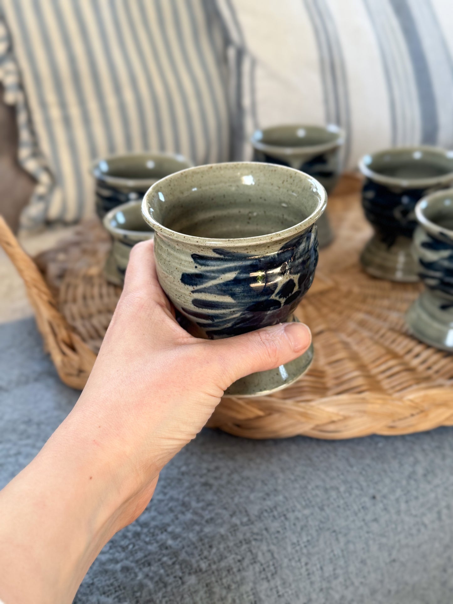Vintage Welsh Studio Pottery Tumblers by Begelly Pottery • Set of 6