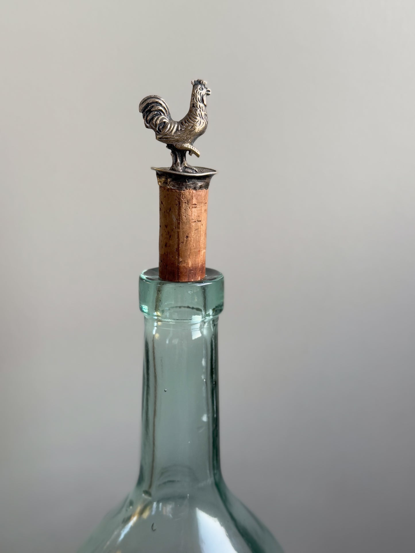 Antique Silver Plated Cockerel Bottle Stopper