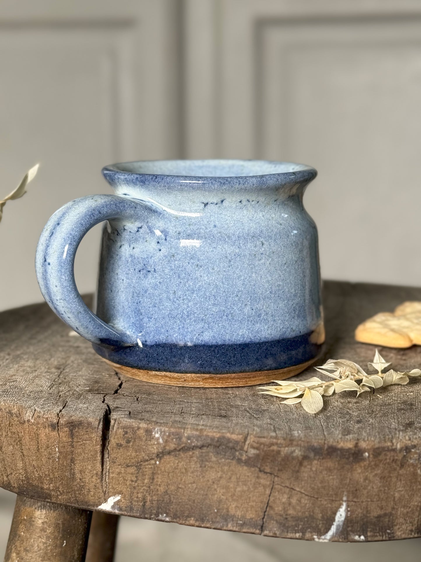 Blue Two Tone Studio Pottery Flat White Cup