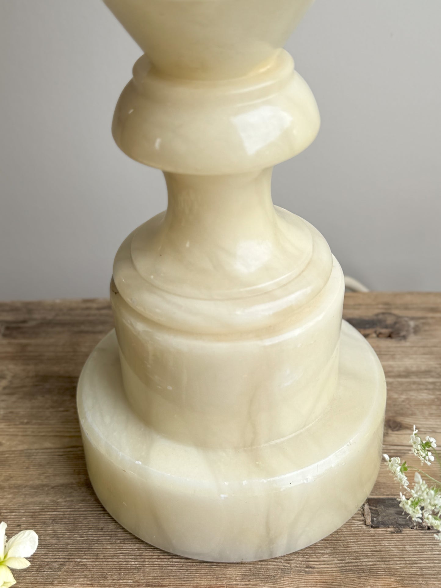 Vintage Carved Alabaster Lamp • Fully Working