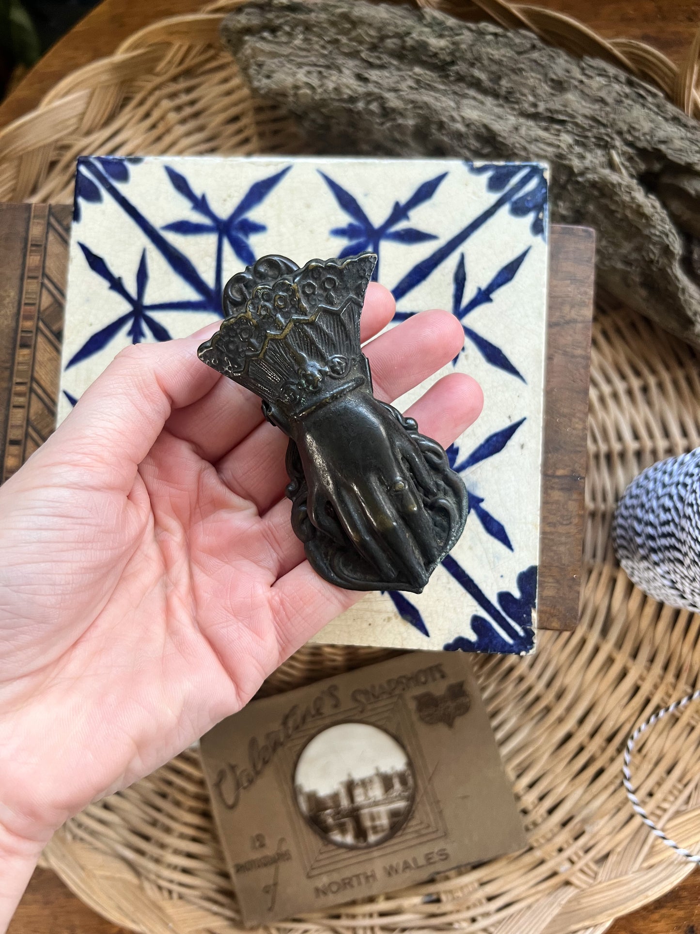 Antique Tin Hand Shaped Paperclip