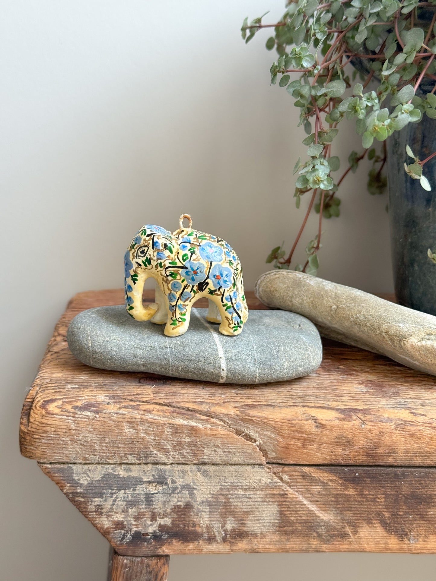 Hand-Painted Indian Papier-Mâché Elephant Ornament – Choose Your Design
