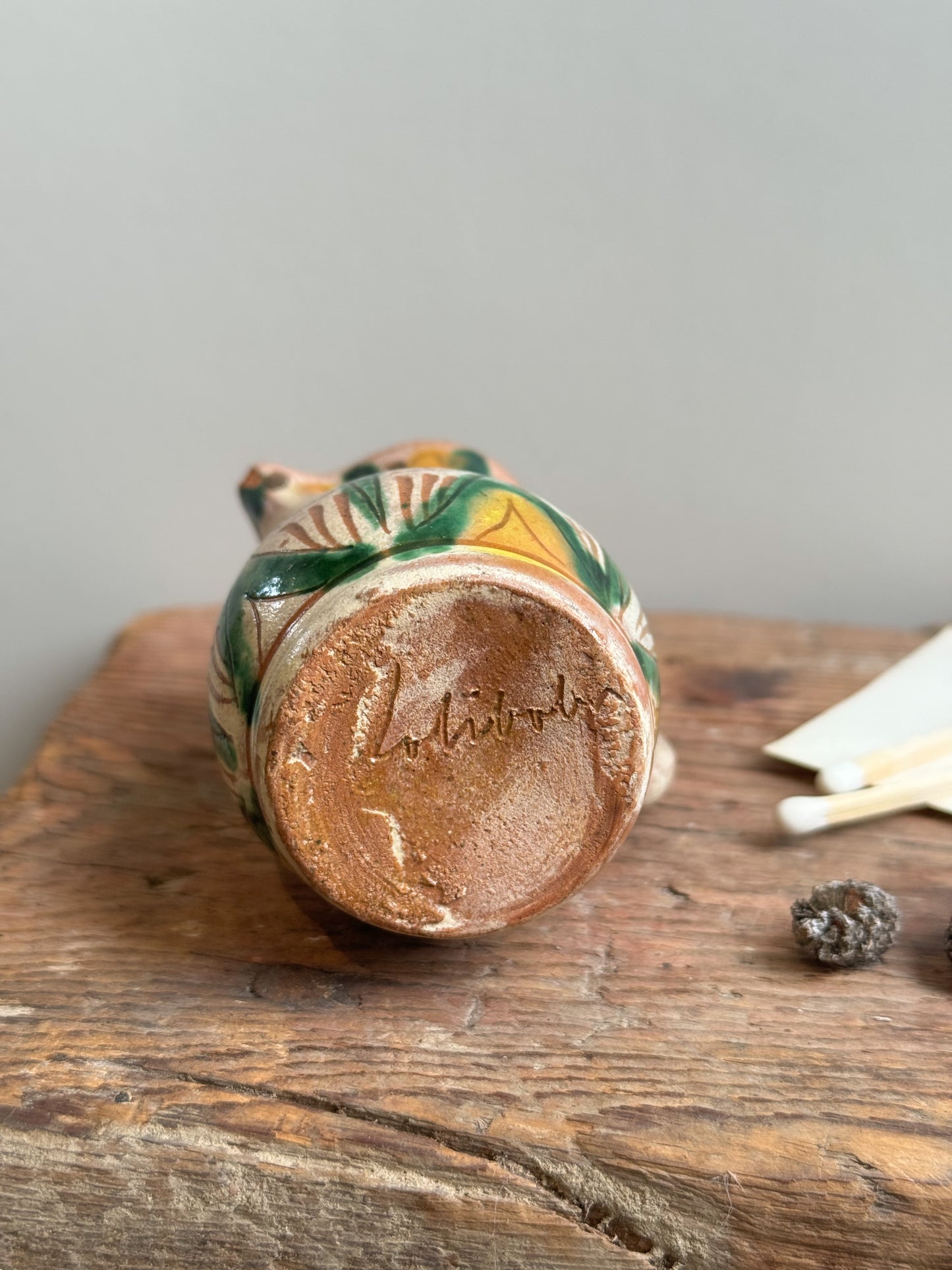 Antique Mediterranean Glazed Terracotta Miniature Creamer | Match Pot