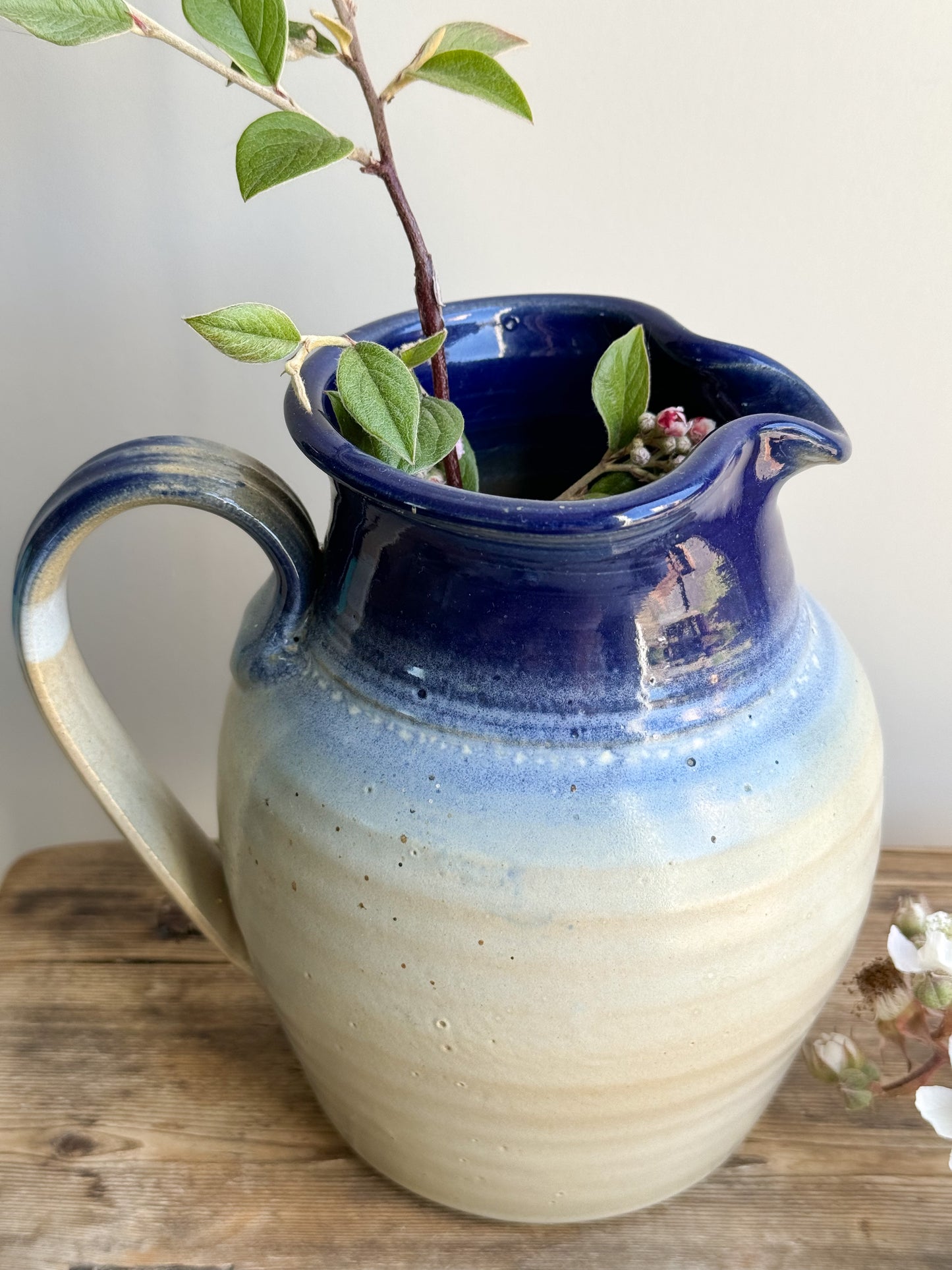 Large Blue Tone Glazed Stoneware Jug
