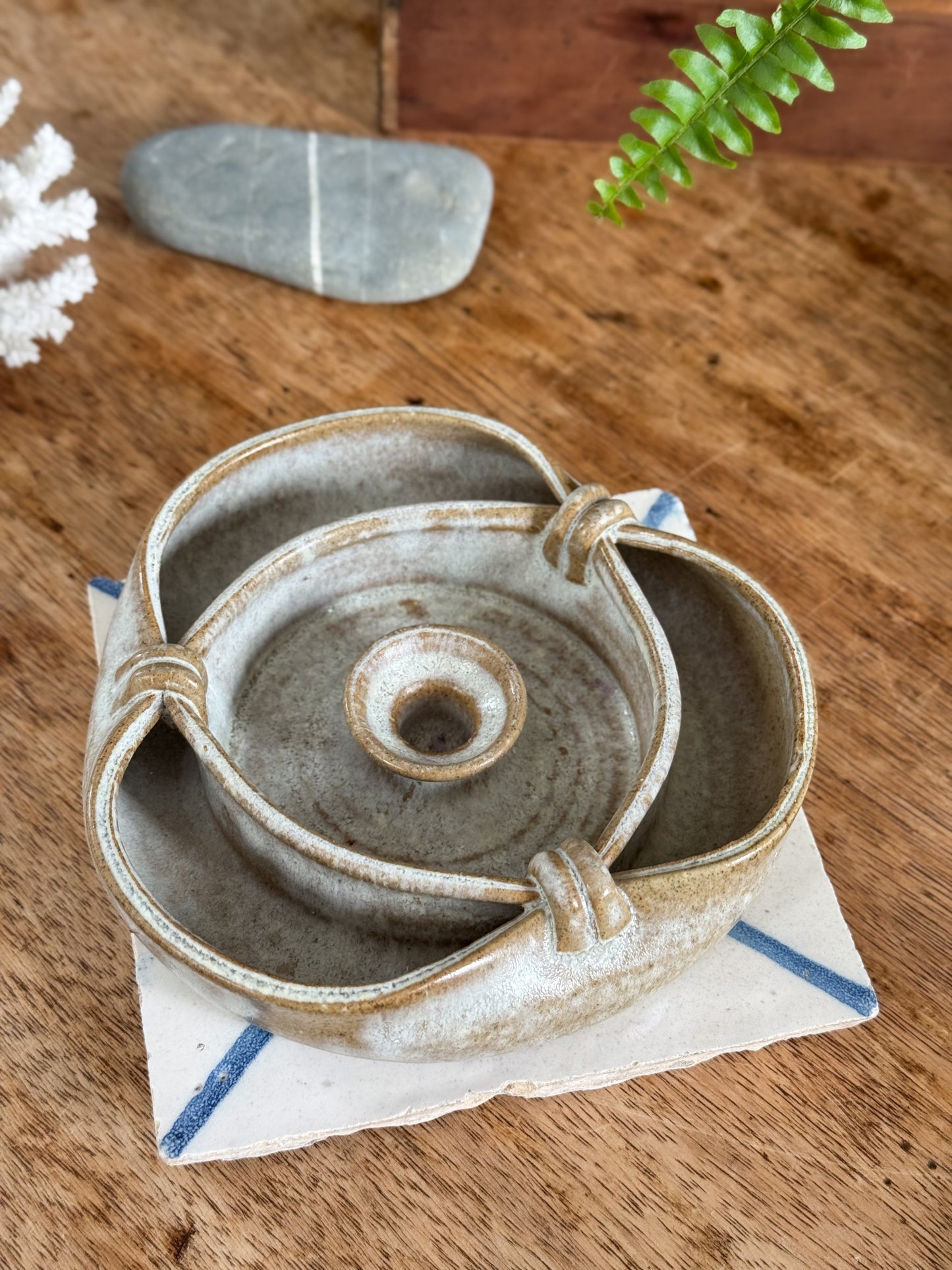 Very Rare Studio Pottery ‘Celtic Knot’ Candle Holder by Janet Slade, Cambridge