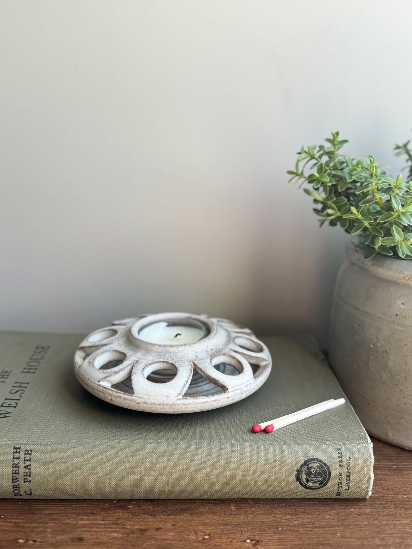 Studio Pottery Flower Shaped Tea-light Holder