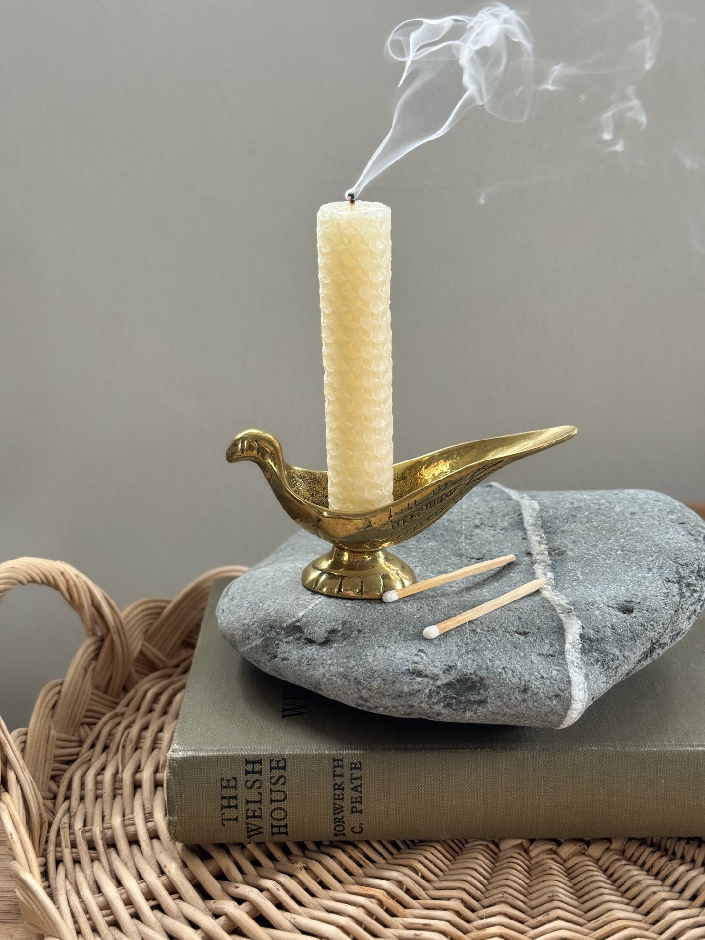 Vintage Solid Brass Bird Match Holder (Originally a Pipe Rest)