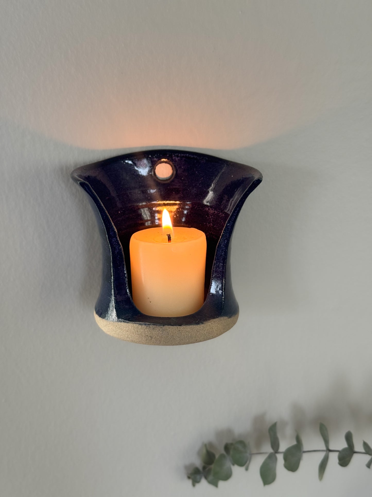 Welsh Studio Pottery Wall Candle Holder by Crochendy Bethesda