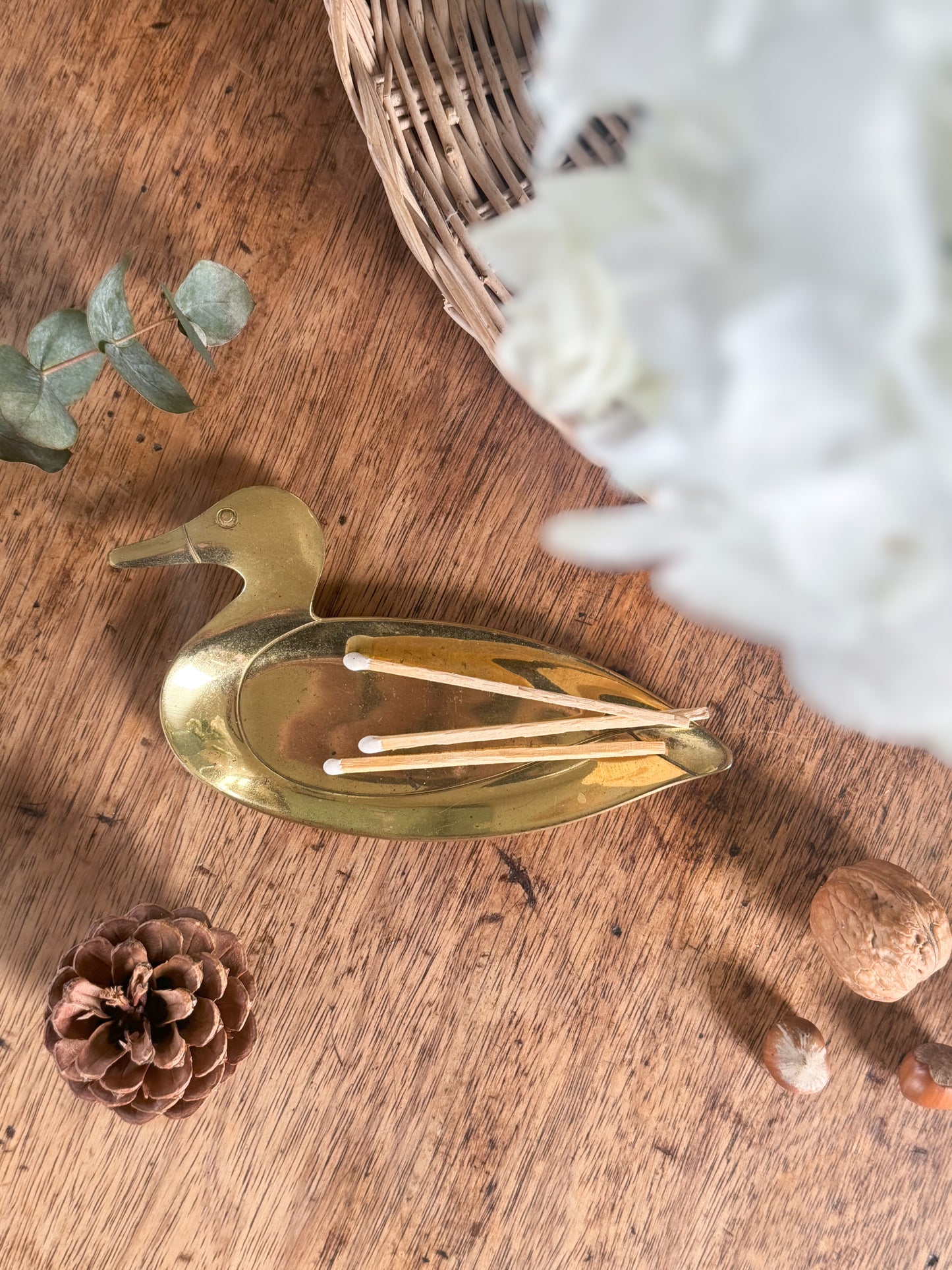 Vintage Brass Duck Shaped Trinket Dish