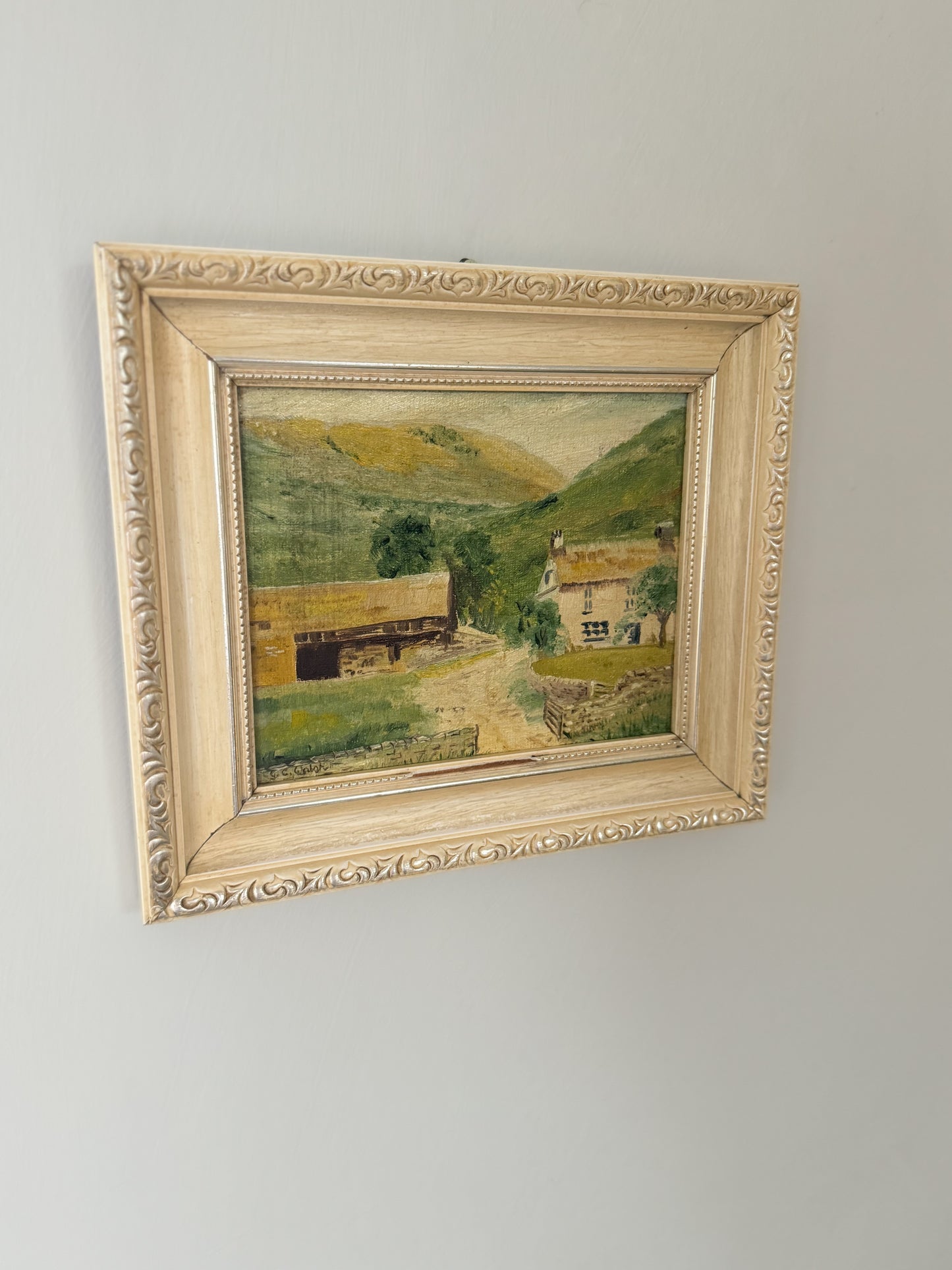 Vintage Original Framed ‘Yew Tree Cottage’ Oil Painting by Geoffrey C. Walsh