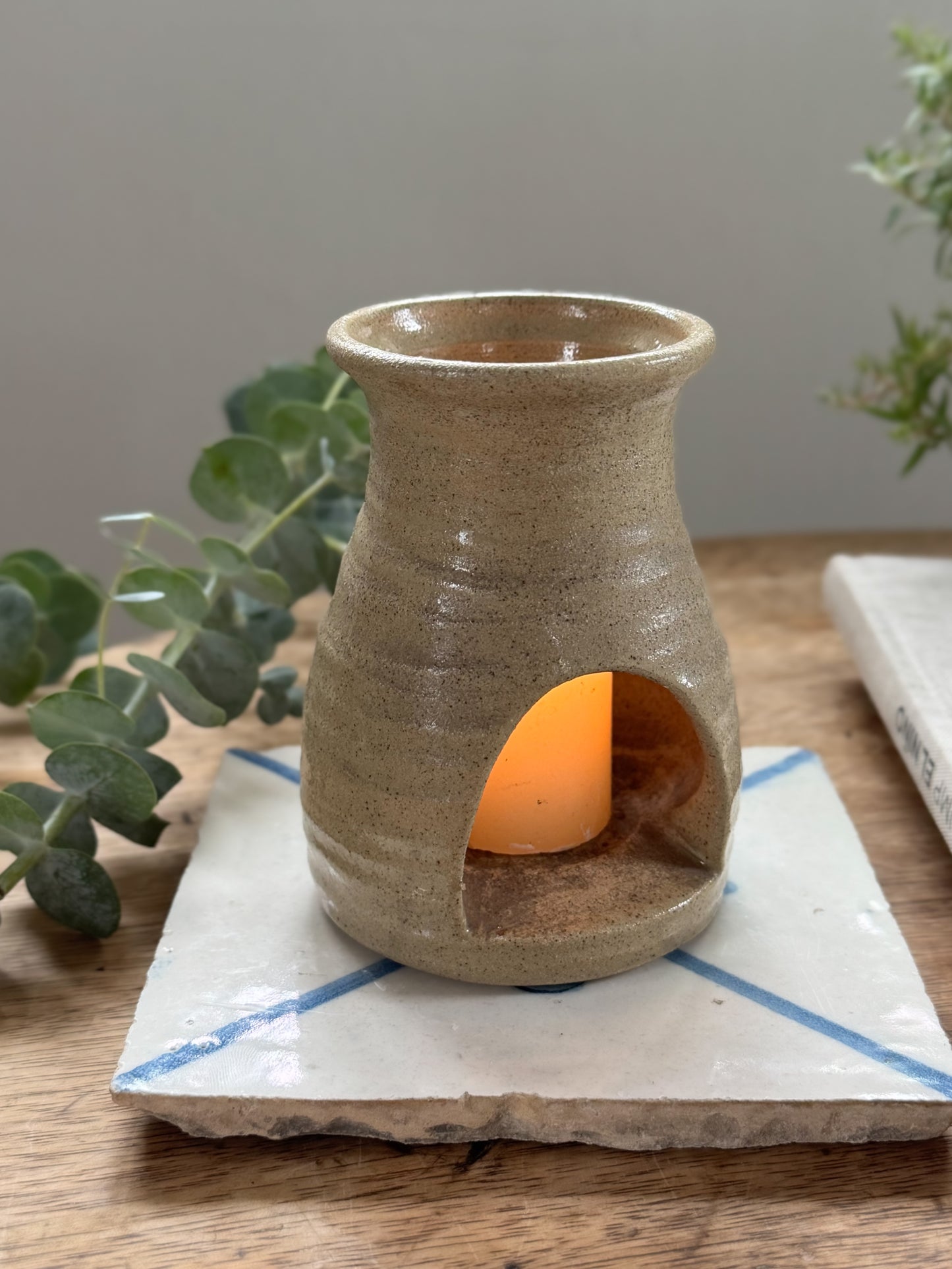 Vintage Studio Pottery Flower Tealight Holder