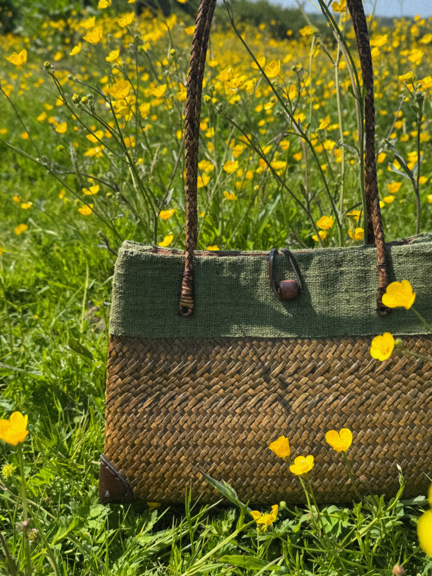 Vintage Bulrush & Hemp Shoulder Bag | Made in Thailand