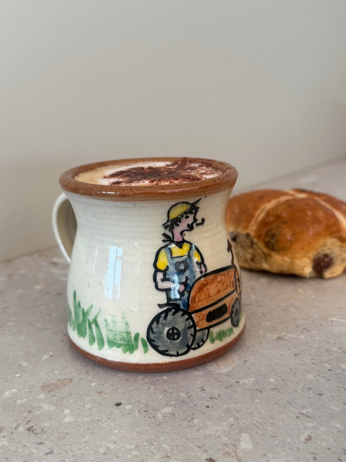 Hand-Painted Studio Pottery Slipware Farmer Mug