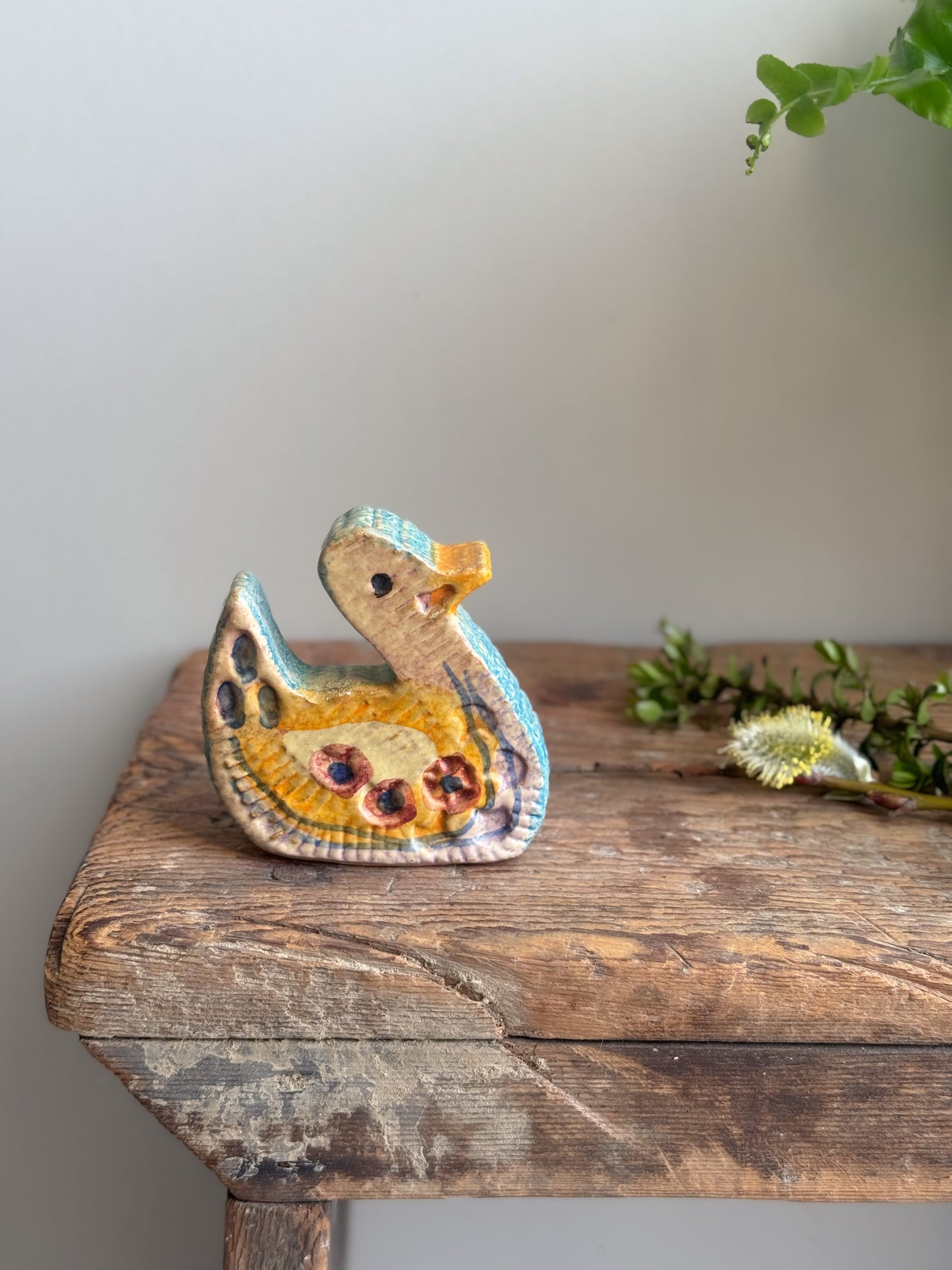 Vintage Handmade Studio Pottery Duck Sculpture