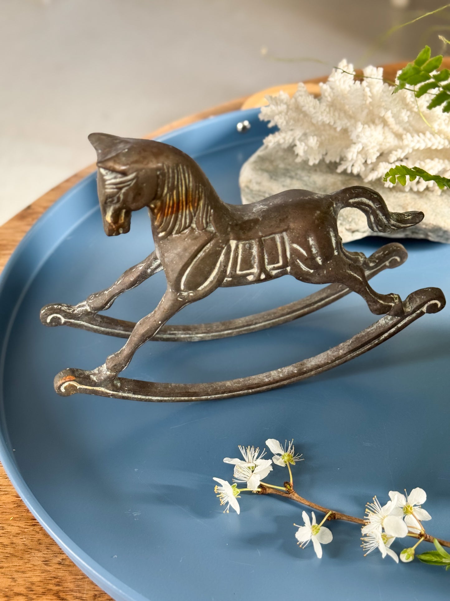 Vintage 1940s/50s Cast Iron Rocking Horse Figurine