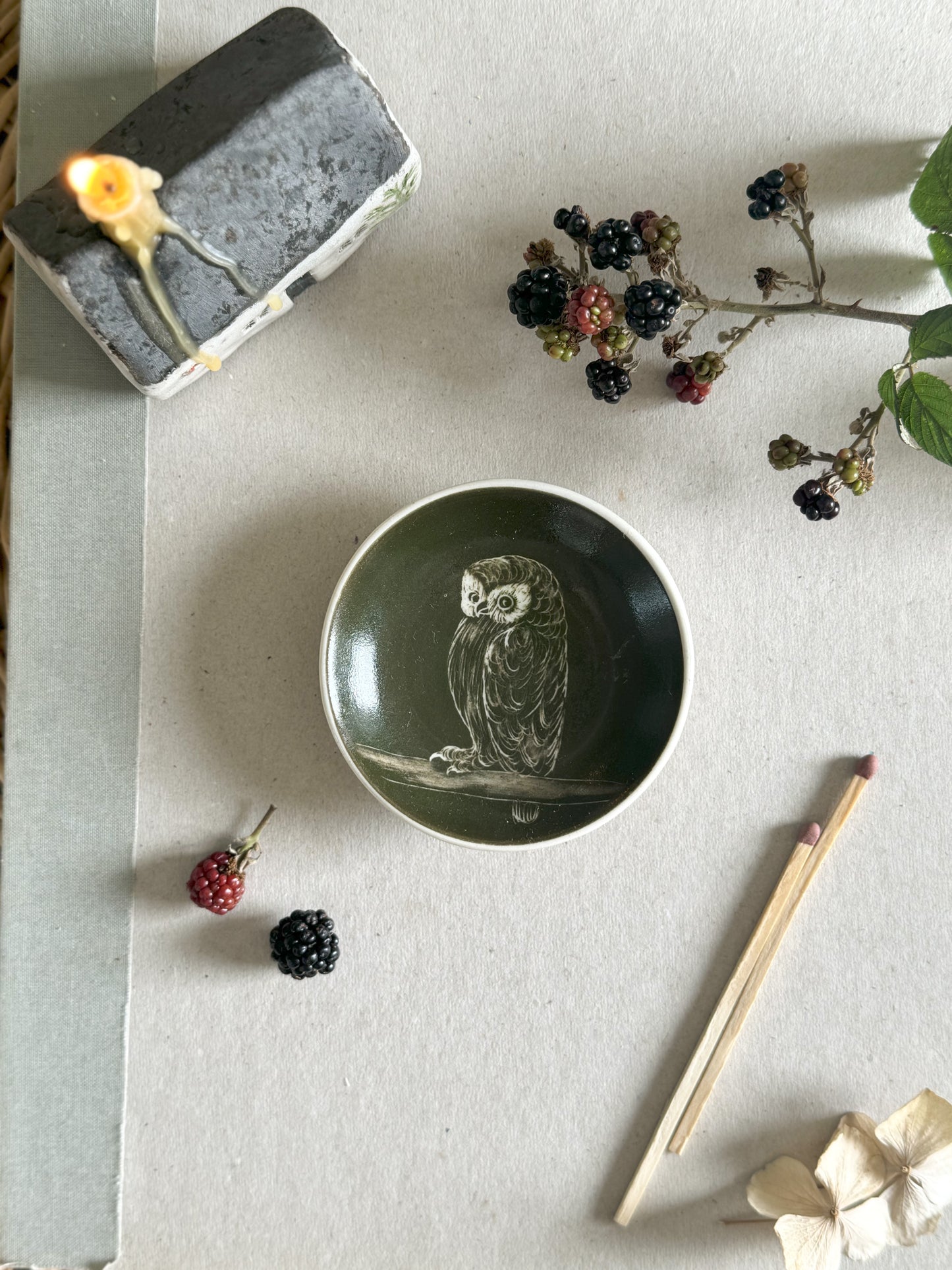 Vintage Beddgelert Pottery Owl Pin Dish • Welsh Studio Pottery