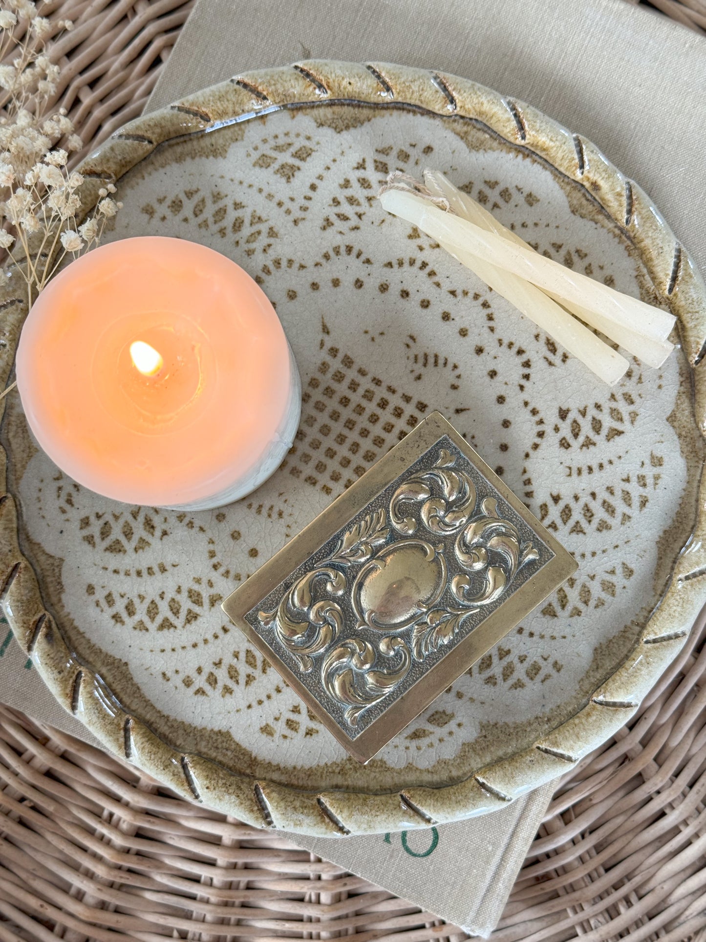 Antique Handmade Brass Matchbox Cover (With Matches)