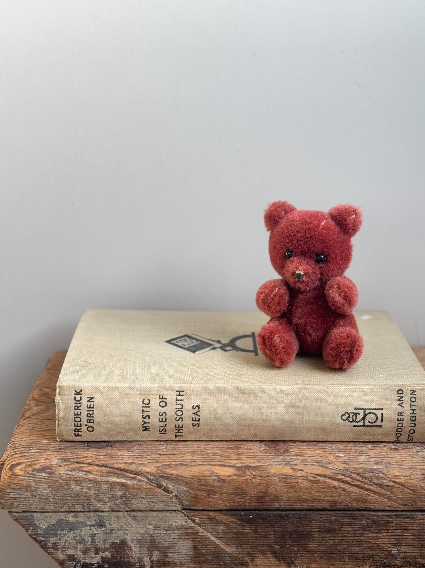 Rare Collectible Vintage 1930s Handmade Mohair Miniature Red Teddy Bear