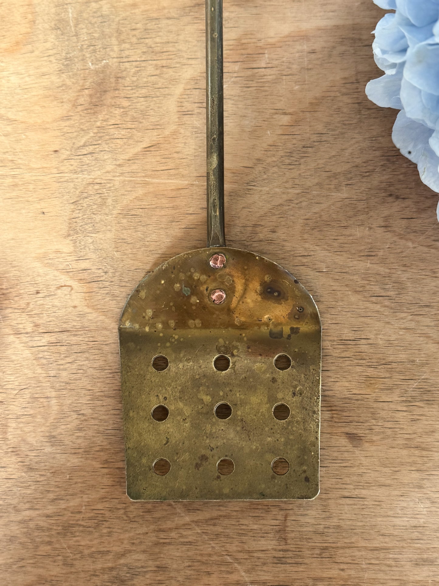 Vintage Handmade Brass, Copper & Wood Spatula