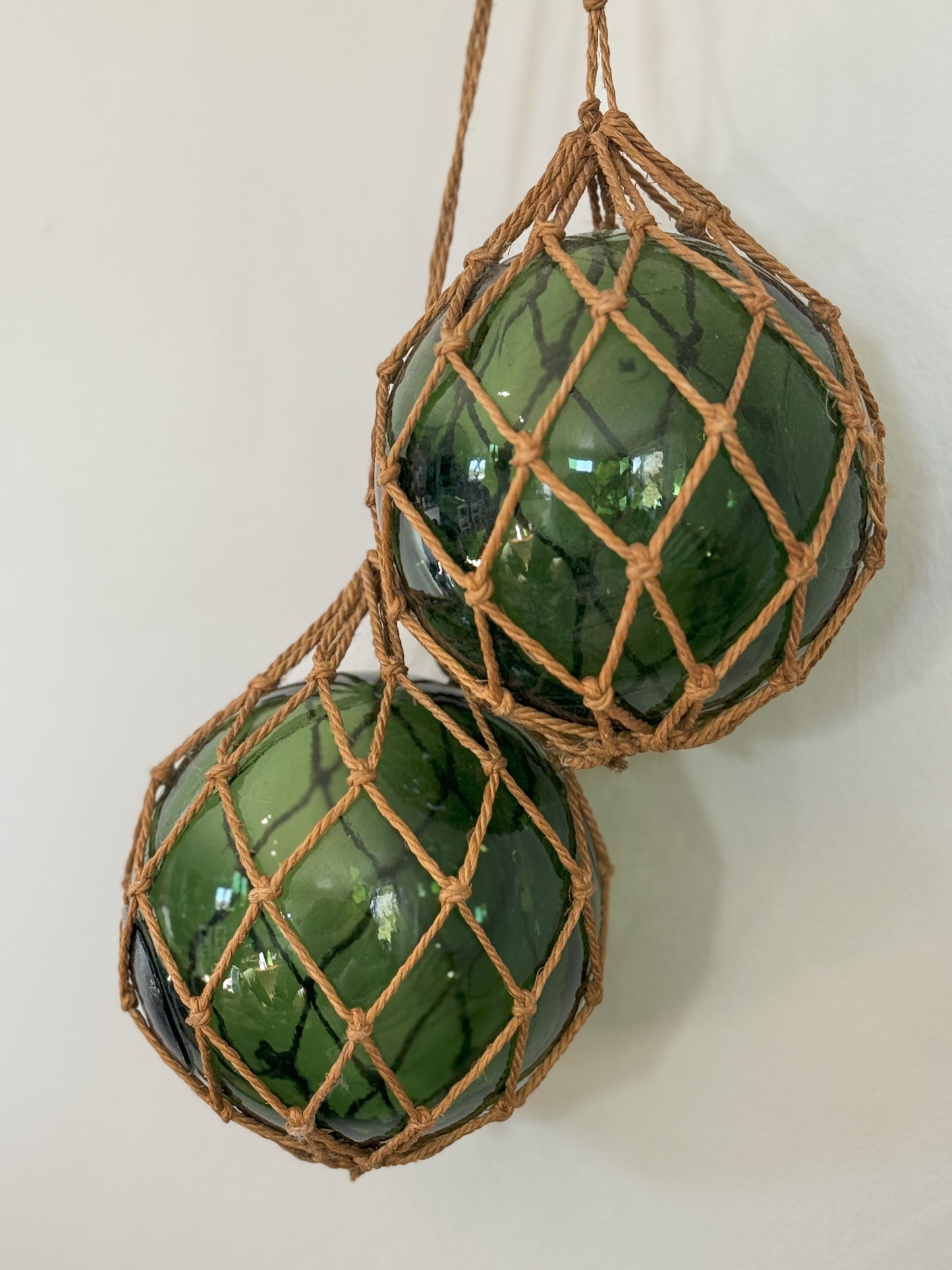 Pair of Vintage Handblown Glass Buoys | Fishing Floats