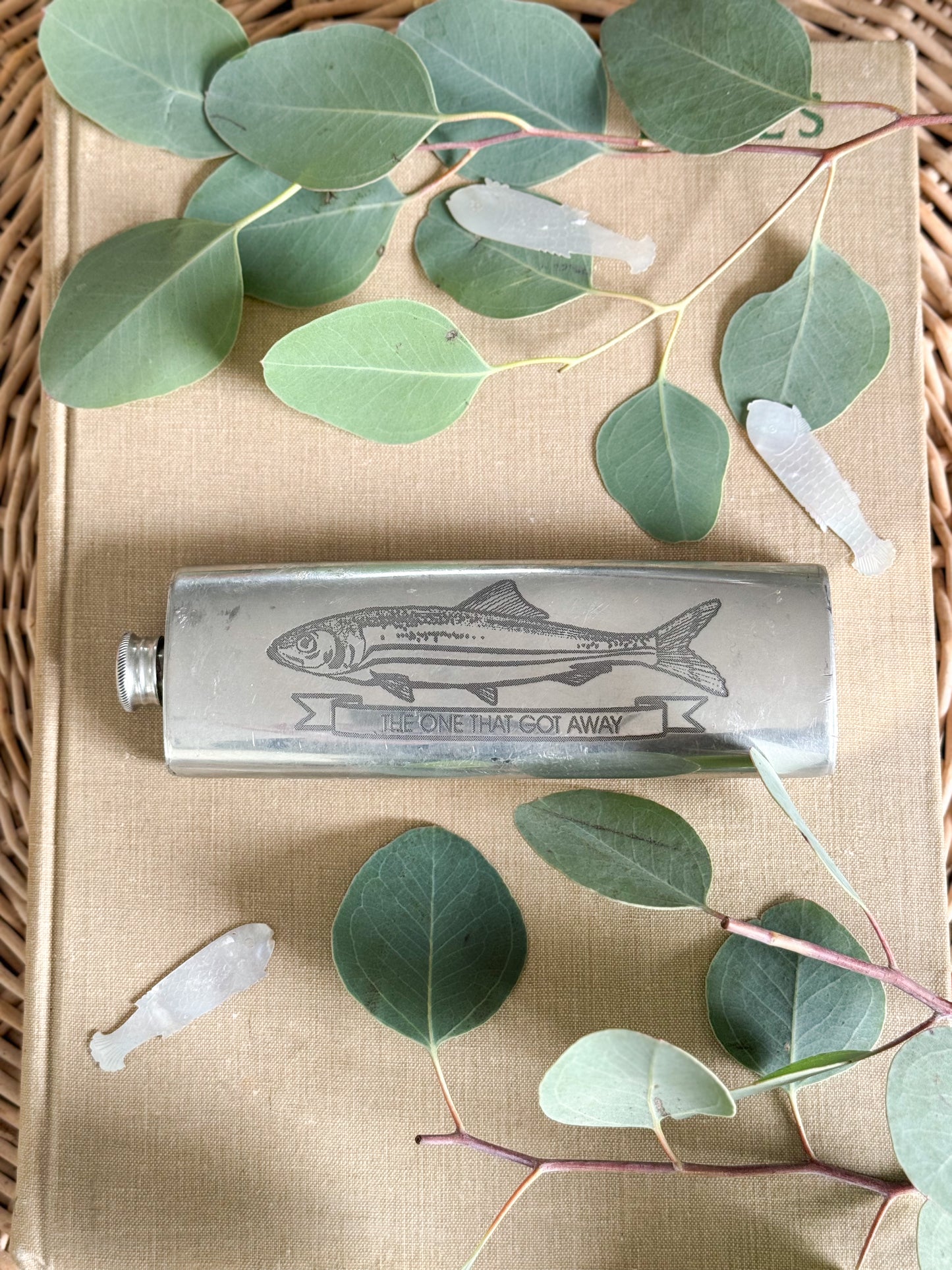 Vintage Wentworth Pewter ‘The One That Got Away’ Hip Flask, Made in Sheffield