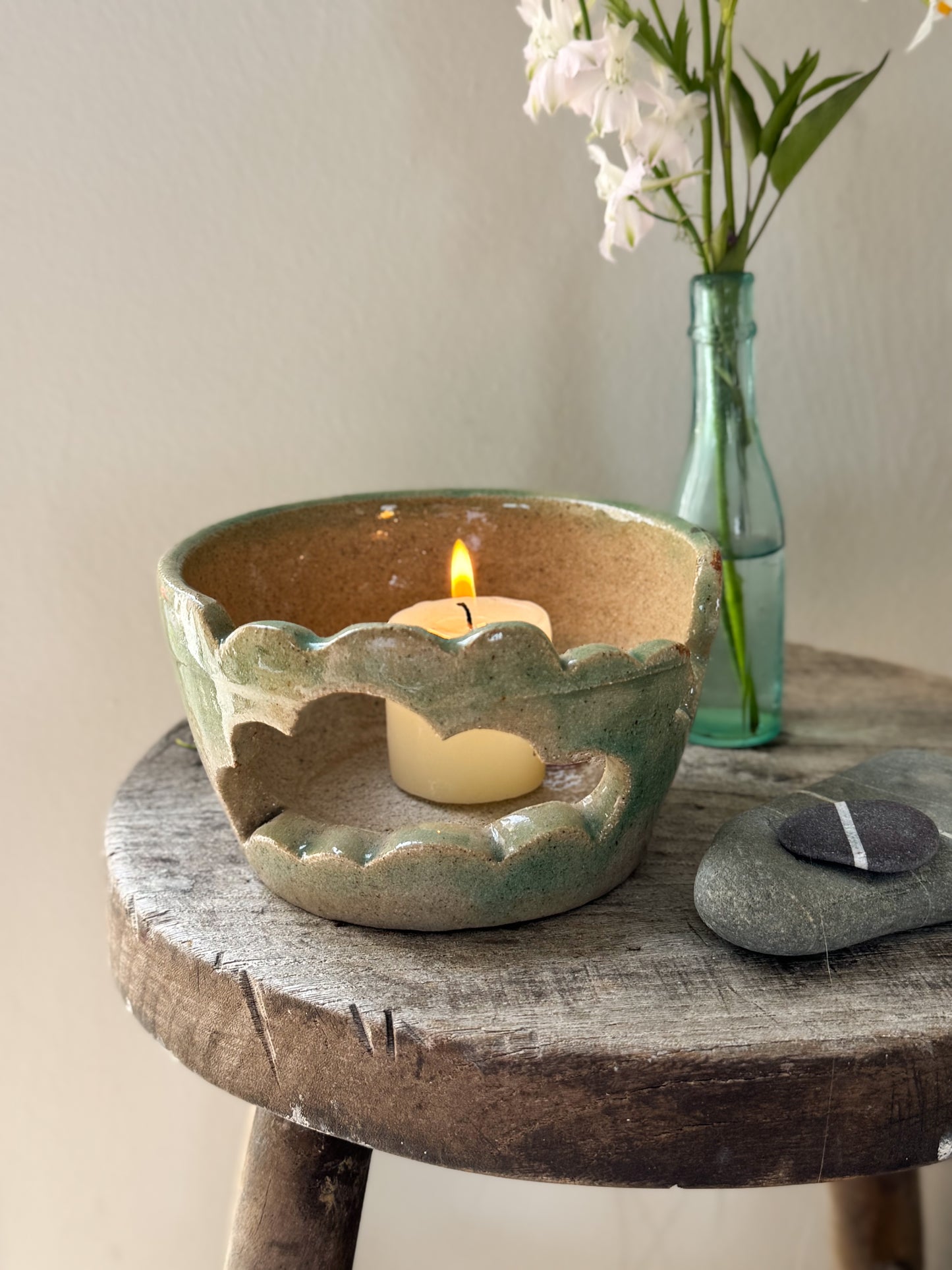 Studio Pottery Sculptural ‘Cloud’ Candle Bowl