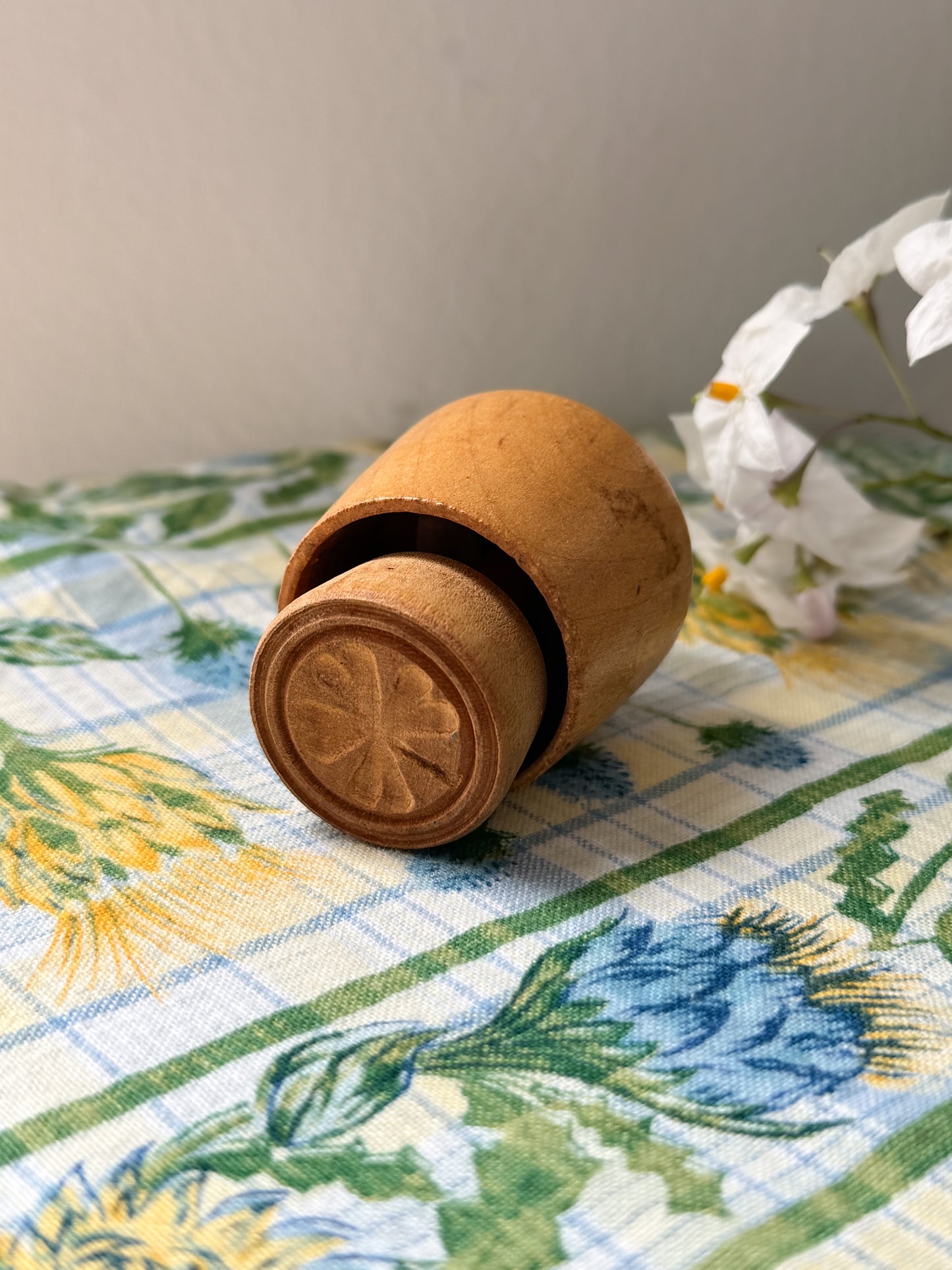 Vintage Treen Four Leaf Clover Butter Stamp