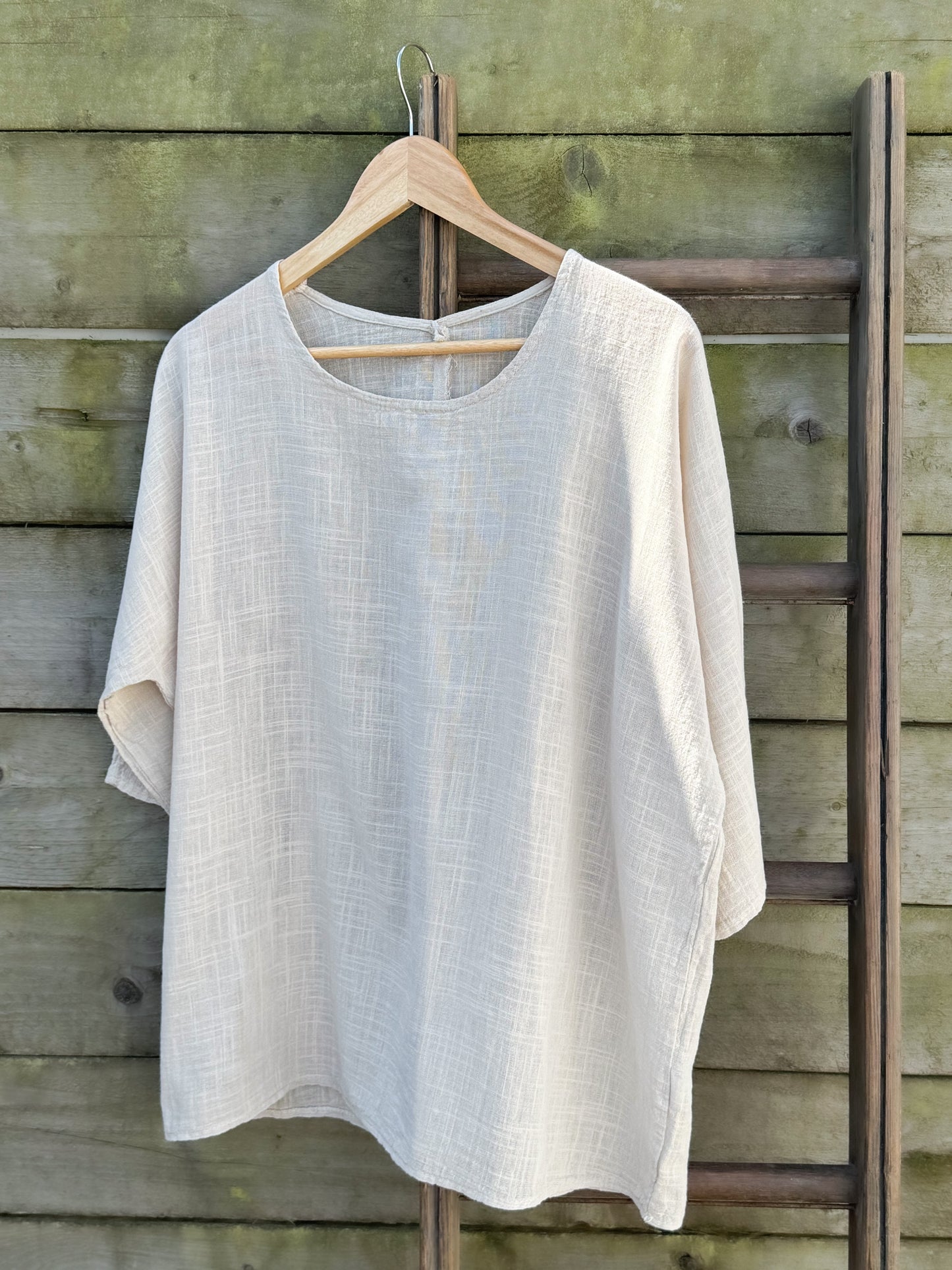 Vintage Textured Italian Cotton Tunic Top, Made in Italy, Size L
