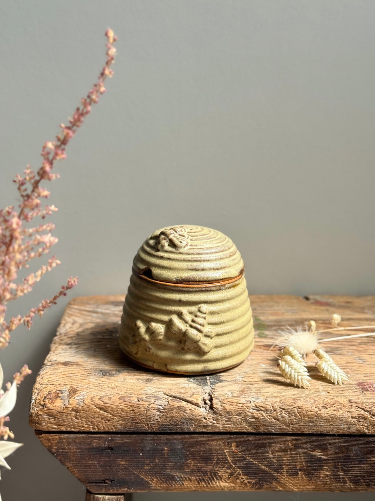 Vintage Charmouth Pottery Honey Bee Pot • Preserve Jar, Beehive Shaped