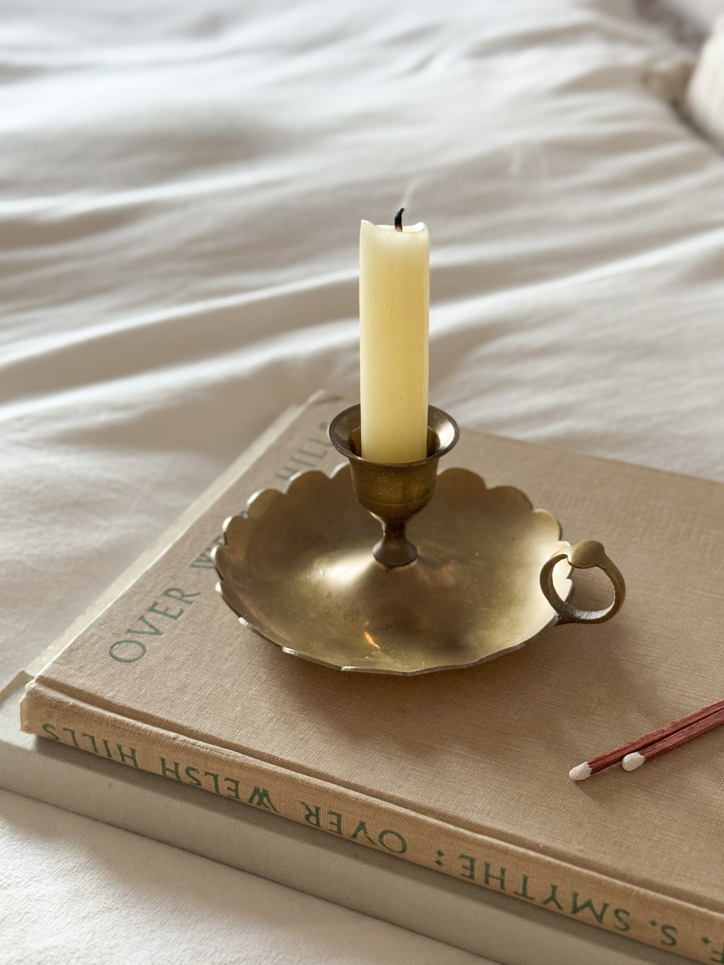 Vintage Scalloped Brass Chamberstick