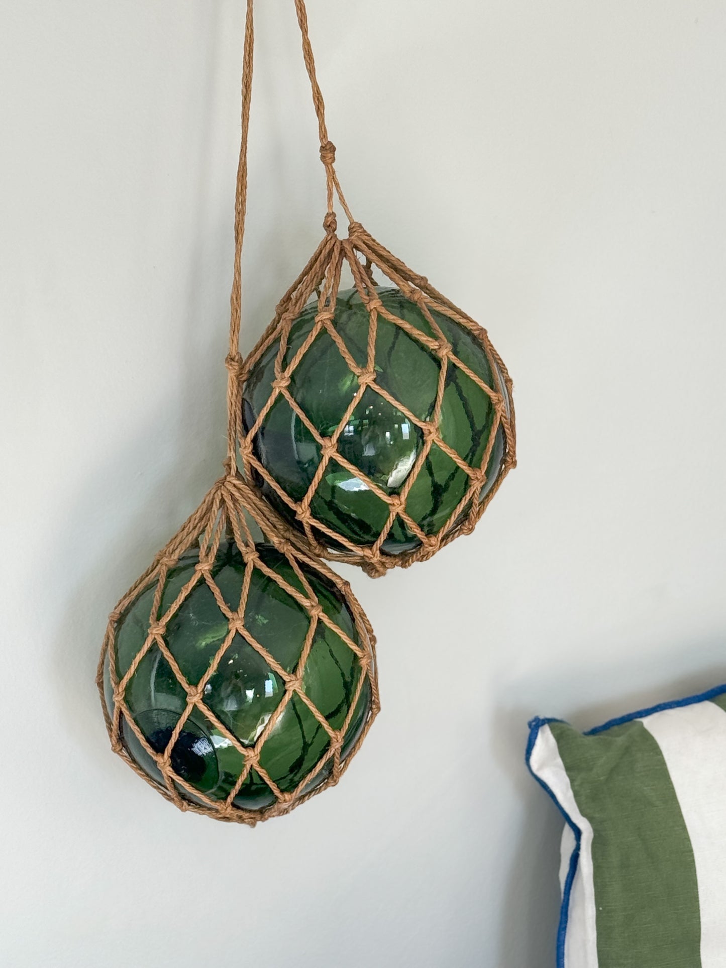 Pair of Vintage Handblown Glass Buoys | Fishing Floats