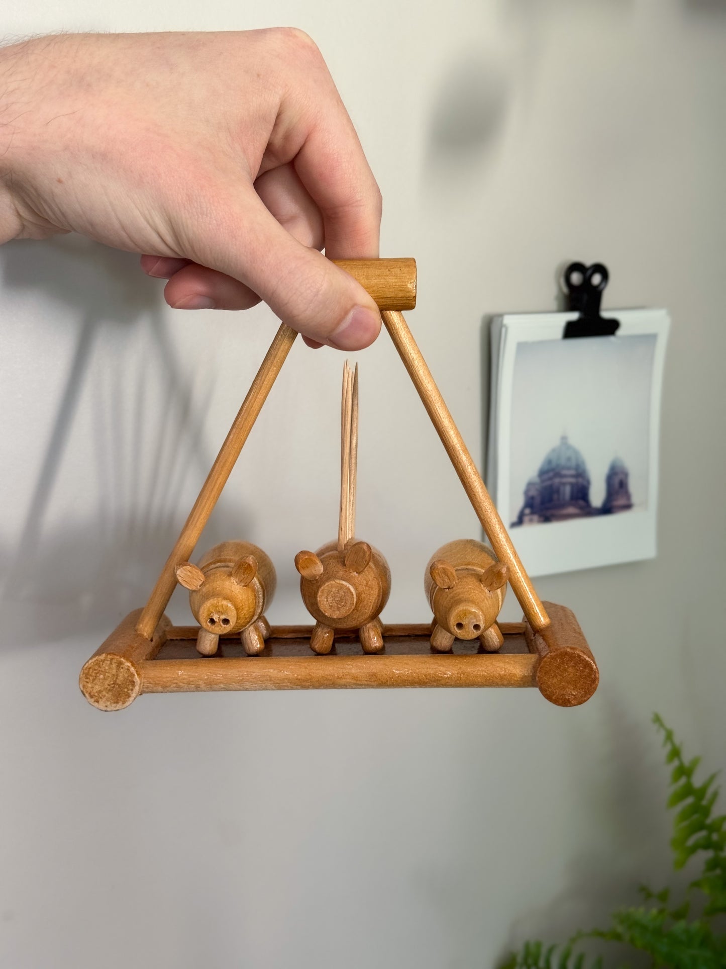 Vintage East German Treen Pig Cruet Set | Three Little Pigs