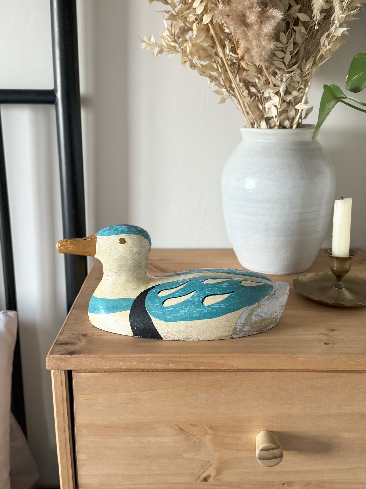 Vintage Folk Art Painted Solid Wood Decoy Duck