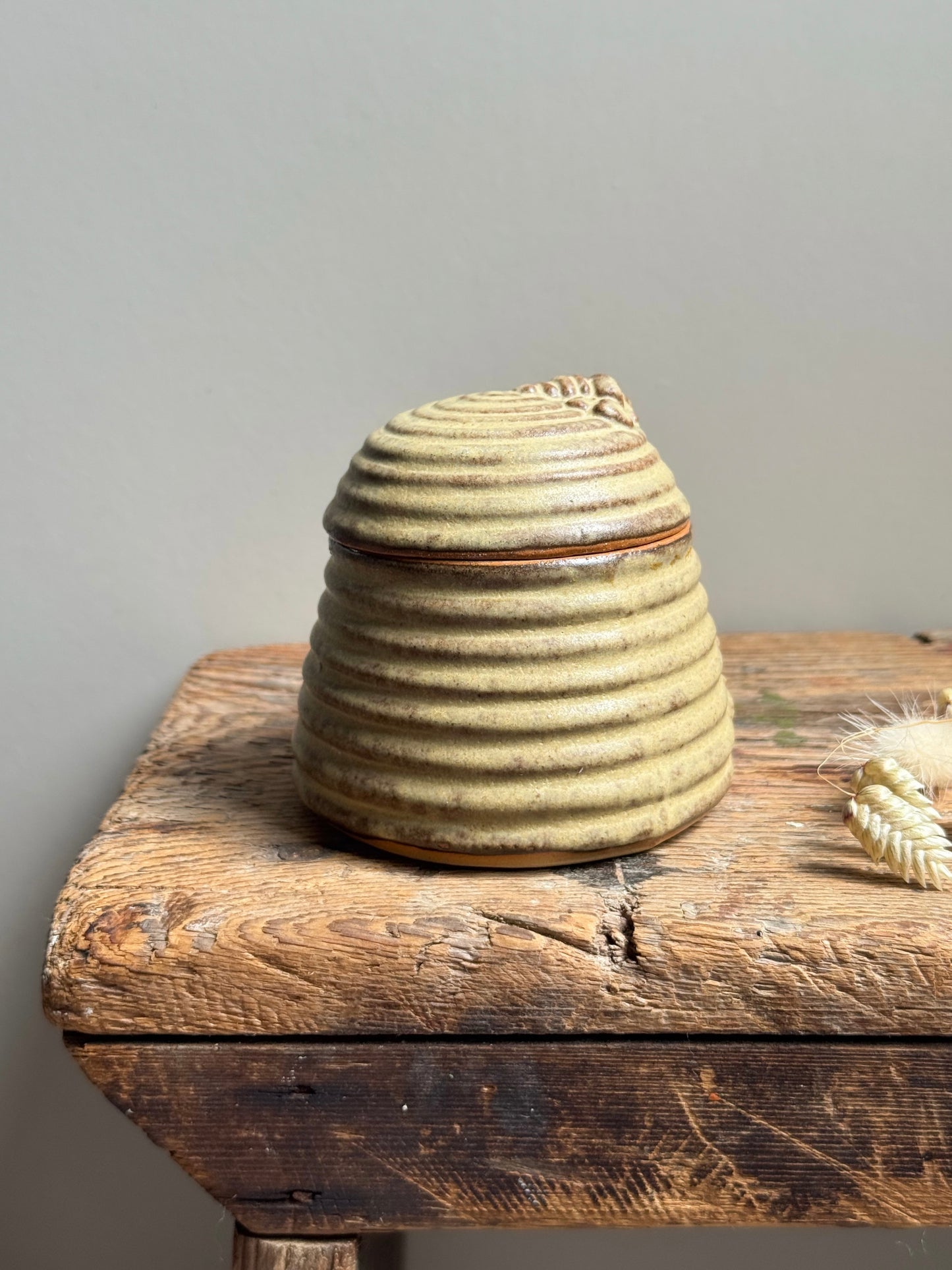Vintage Charmouth Pottery Honey Bee Pot • Preserve Jar, Beehive Shaped